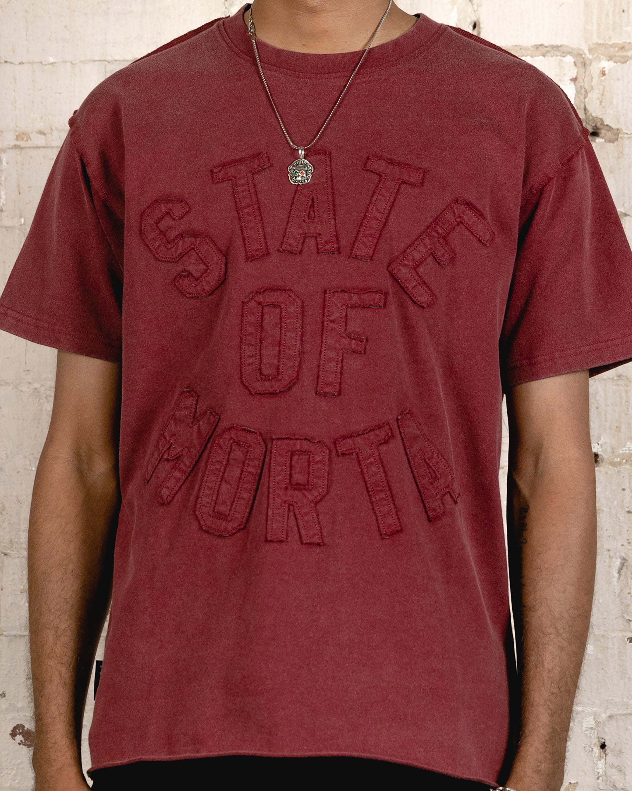 Saint Morta State Of Morta Appliqué T-Shirt Vintage Lava、mySite、zt4zffjzw