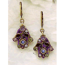 Michal Golan Purple Flower Hamsa Earrings、mySite、topwebapps