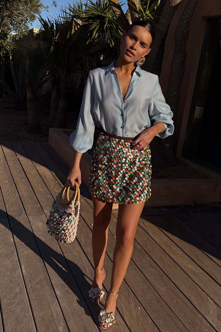 Multi Shell Mini Wrap Skirt、mySite、solidvoid