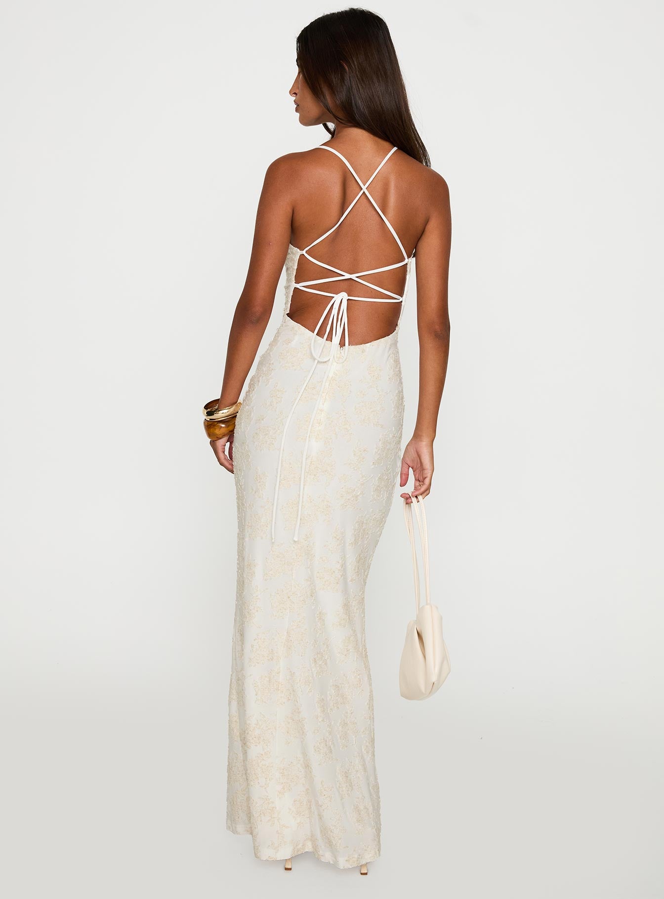 Starcrossed Halter Maxi Dress Cream、mySite、solidvoid