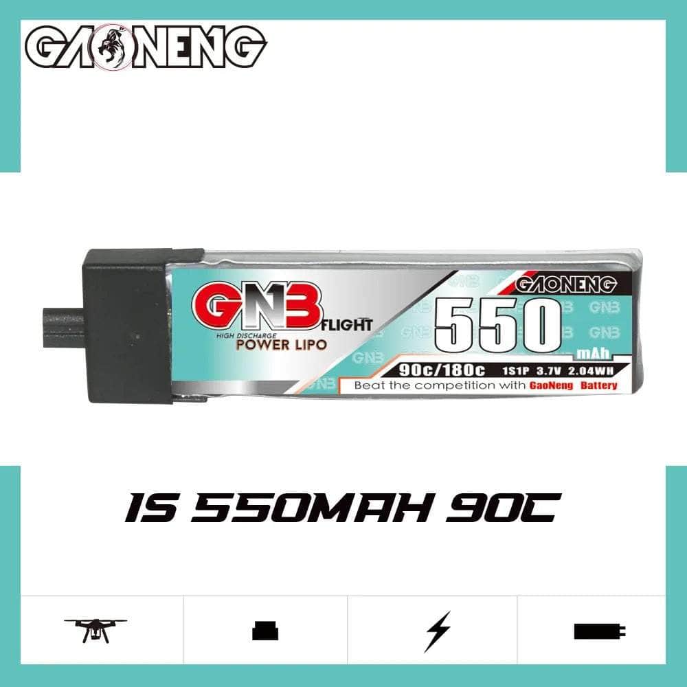  Gaoneng GNB 3.7V 1S 550mAh 90C LiPo Whoop/Micro Battery w/ Plastic Head - A30、mySite、merchandisen