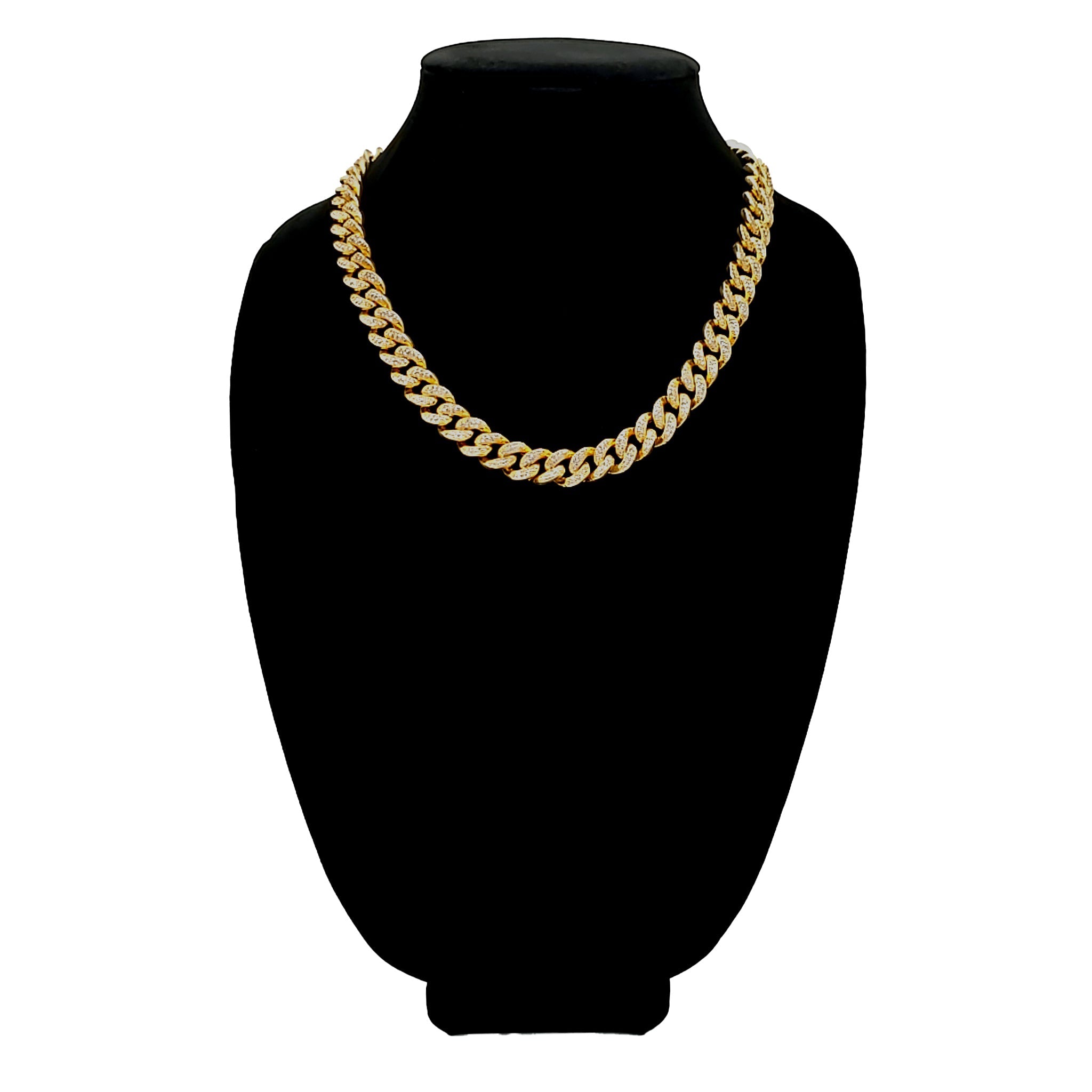 Gold PVD Coated Over Brass Cubic Zirconia Cuban Chain / BLC0001、mySite、dreamappss
