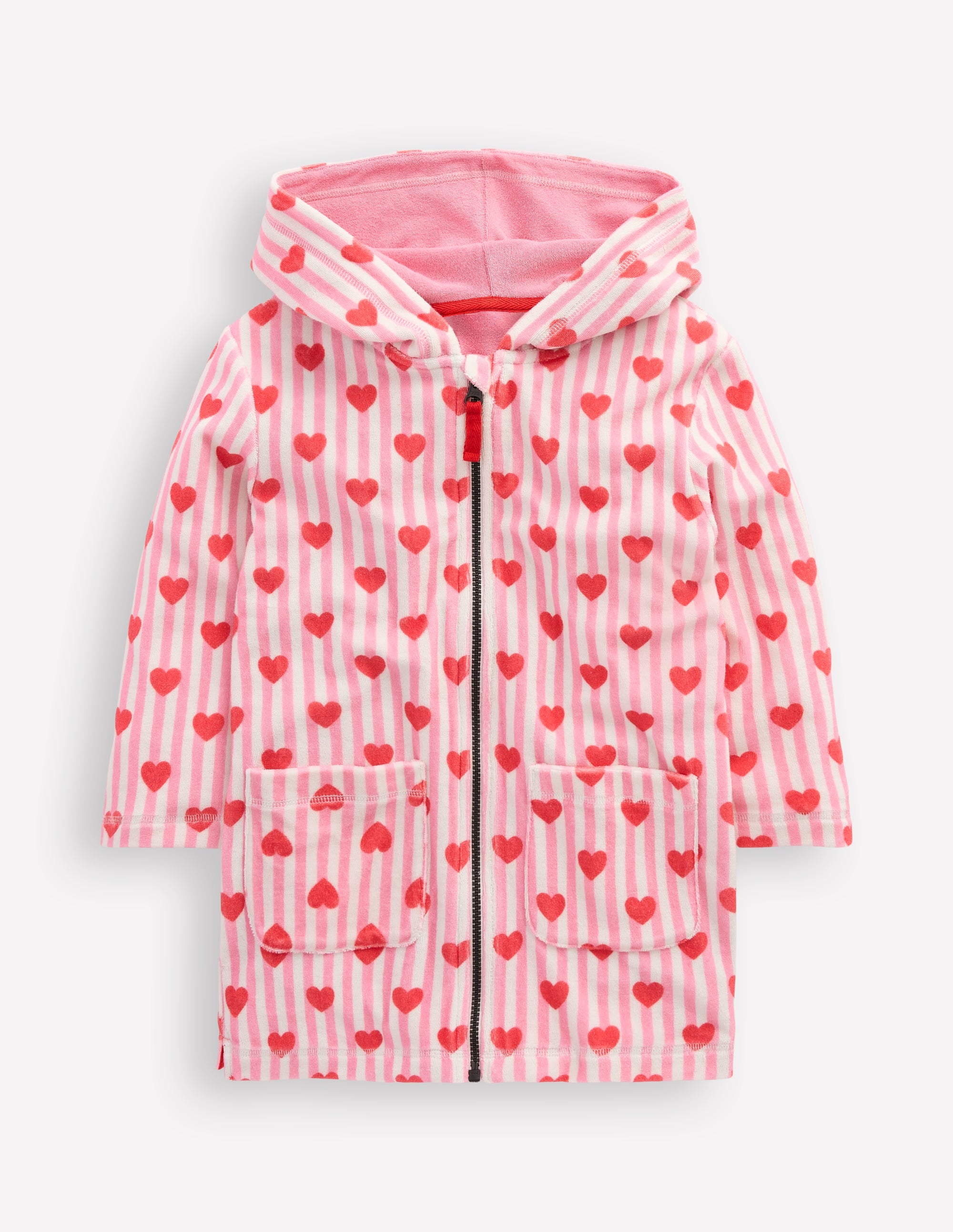  Romie Towelling Zip Throw-On-Bubblegum Pink Heart Stripe、mySite、ashleygrahame