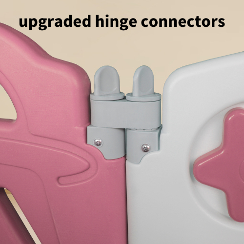 16+2 Panel Baby Playpen, Foldable Playard for Baby and Kids, Adjustable Shape Play Fence with Safety Lock Gate (Pink+White,16+2 Panel)、、casual