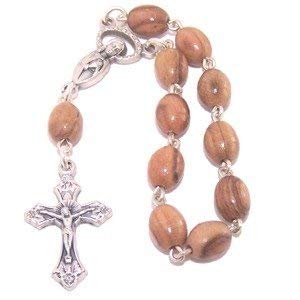  Olive wood Finger Rosary - oval beads (4.3 or 11cm from Cross to end of Rosary)、mySite、elrpsem3k