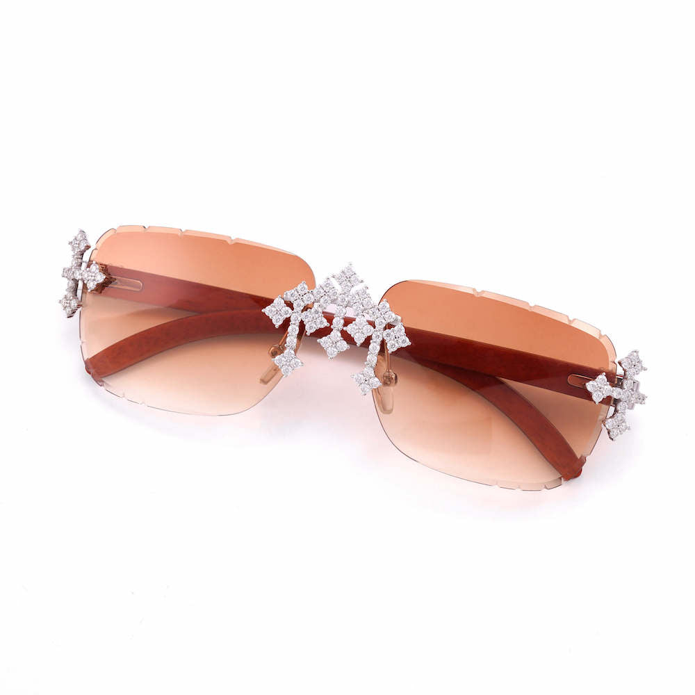 Moissanite Fleuree Cross Sunglasses 14K Gold、mySite、hinf8tx79