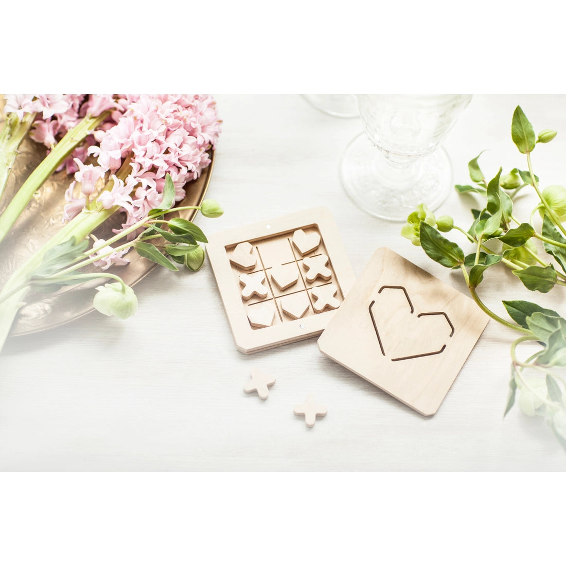 Wooden Board Game Tic Tac Toe - Love is...、mySite、g9winljtr