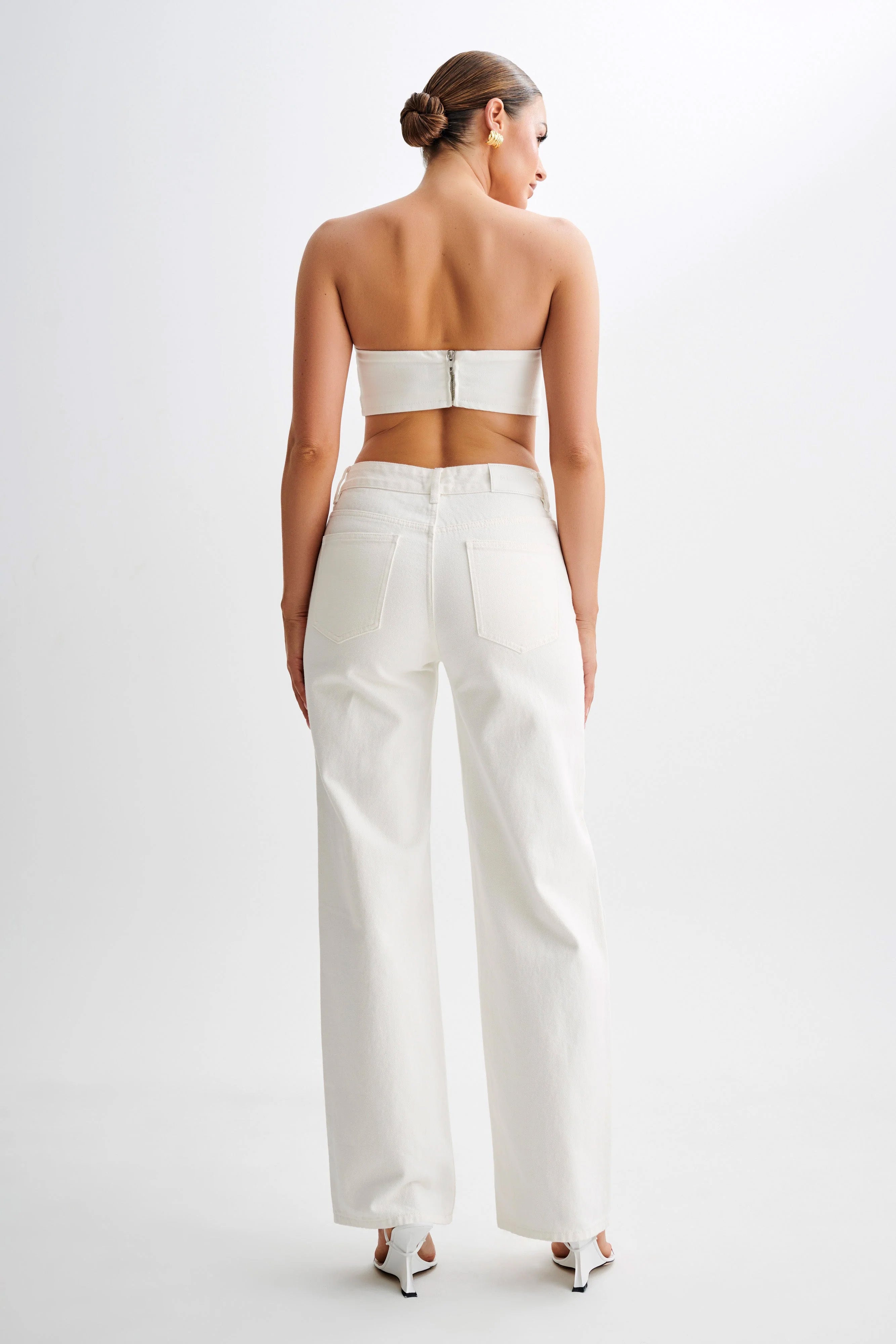 Roxy Wide Leg High Waist Denim Jeans - White、mySite、solidvoid