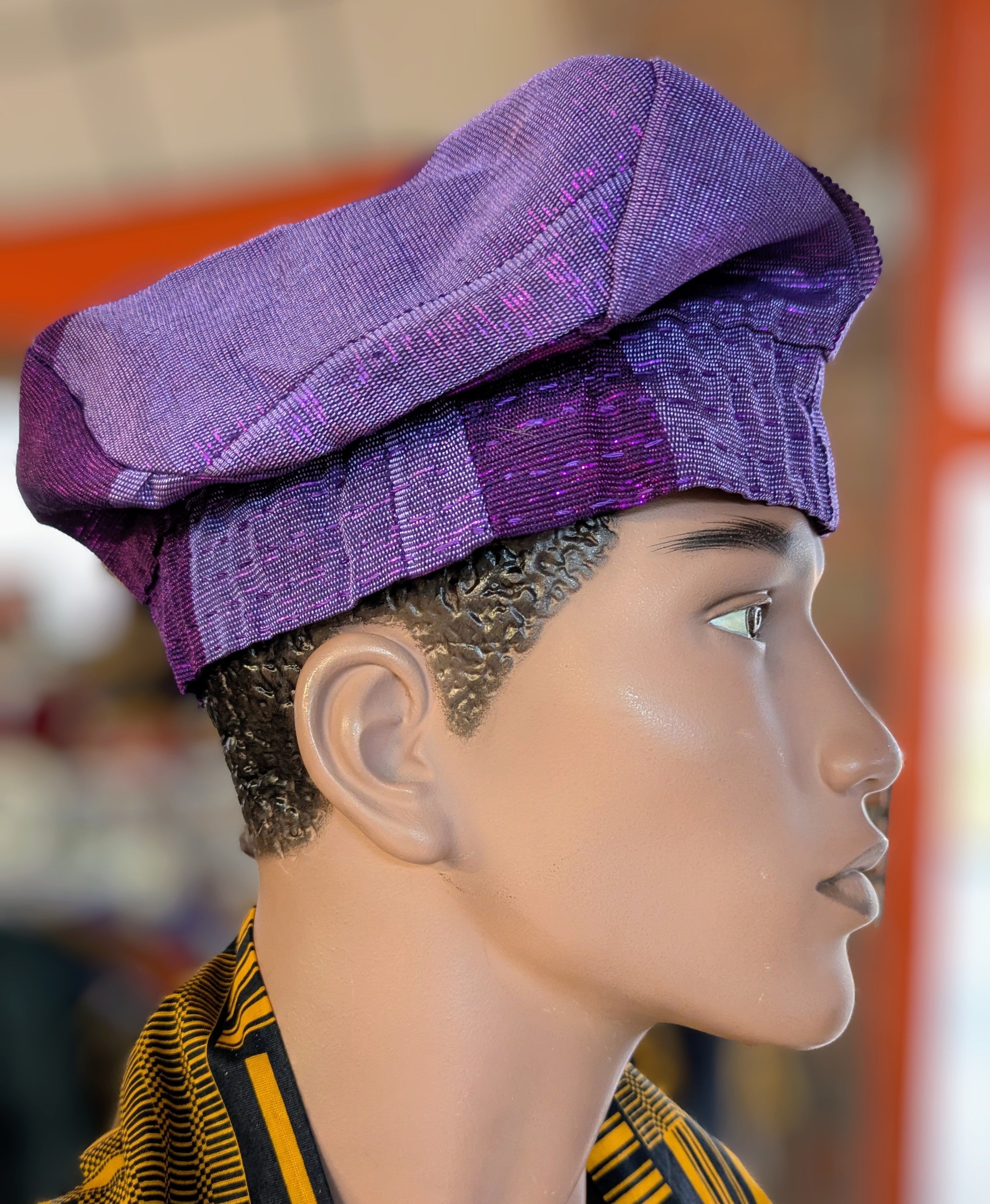 Dupsie's Oba Elegbara Purple and Lilac Aso Oke Fila Kufi Cap Hat DPAAHPL1、mySite、solidvoid