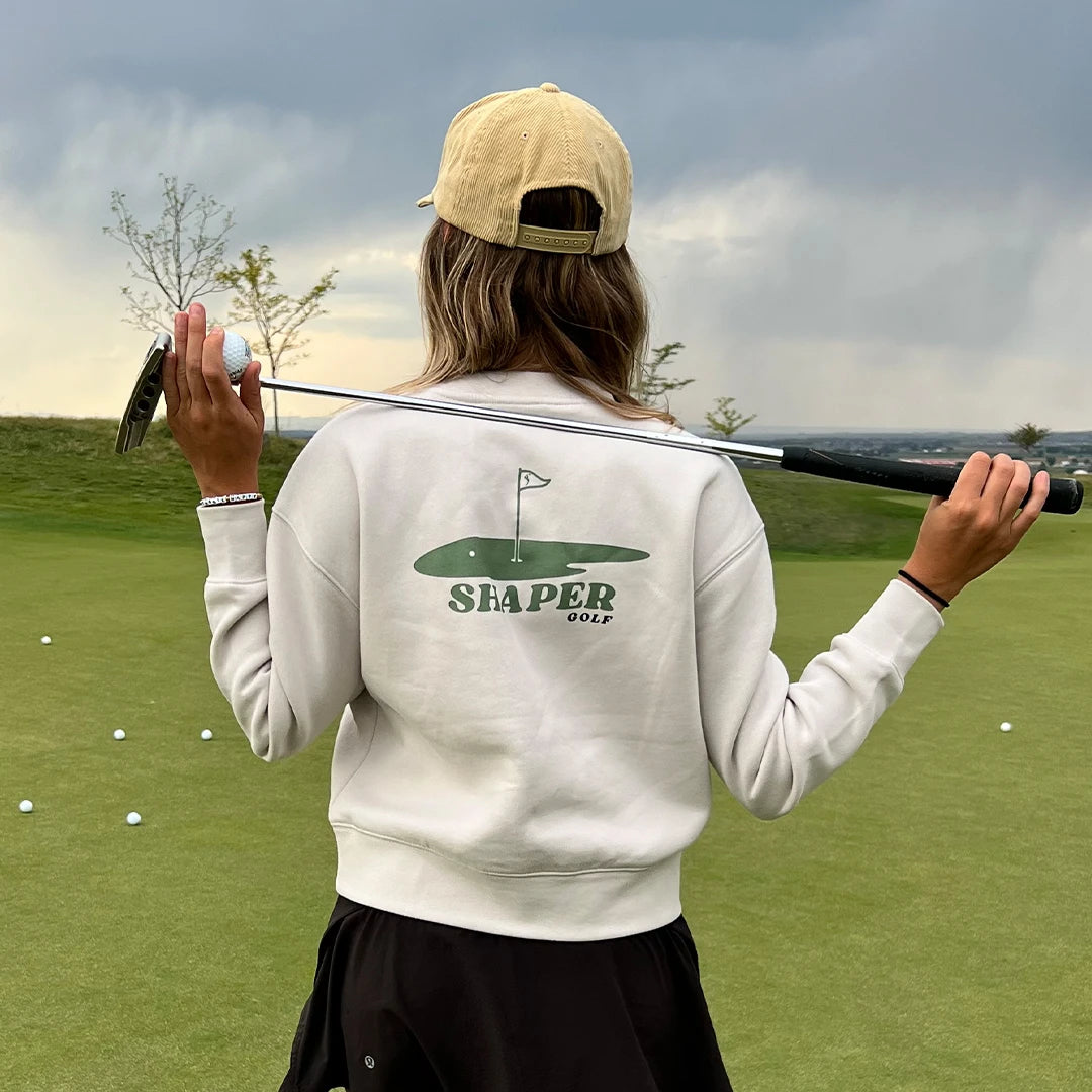 Shaper Golf Women's Let's Go Golfing Cropped Crewneck - Bone、mySite、i-lightchina