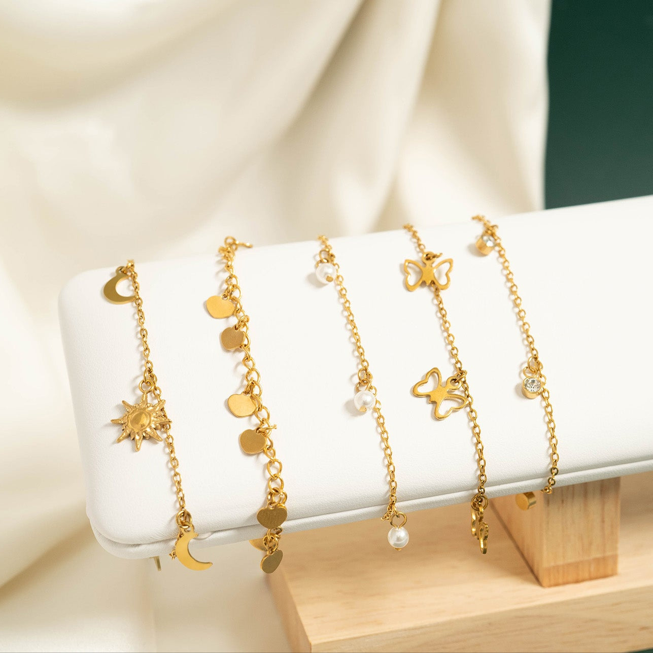 18K Gold PVD Stainless Steel Pearl Anklet / BRJ1031、mySite、dreamappss