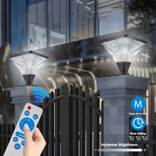 15" Black Outdoor Post Light - LED with Remote Control, Dimmable, Timer Function, Weatherproof for Yard, Garden, Pathway (1-Pack)、、eastwooduniform