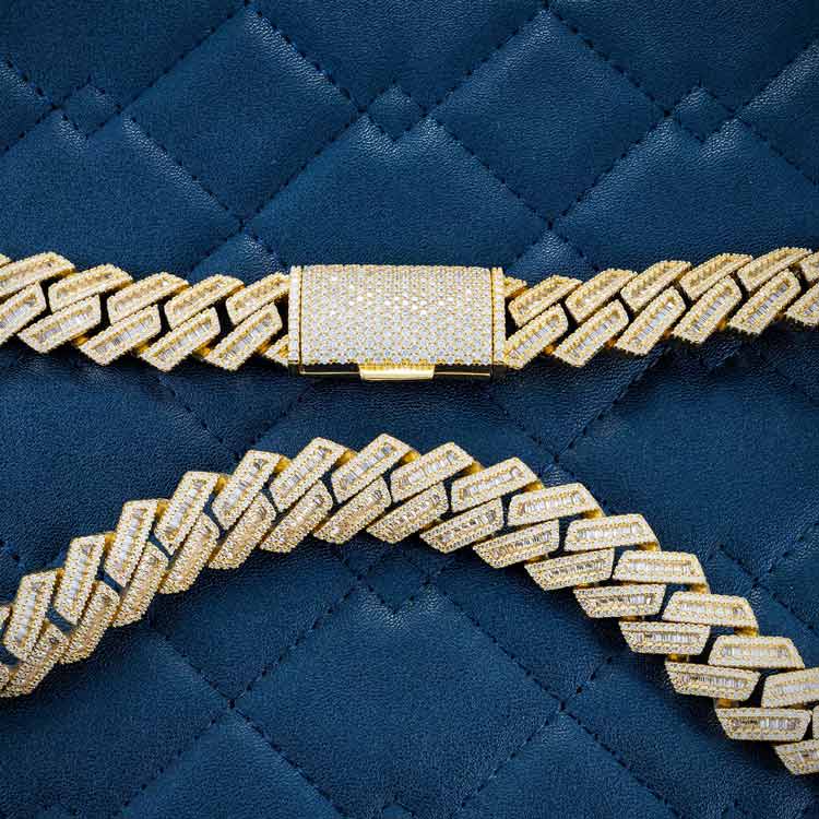 15MM Moissanite Baguette Cuban Link Chain 14K Gold、mySite、hinf8tx79