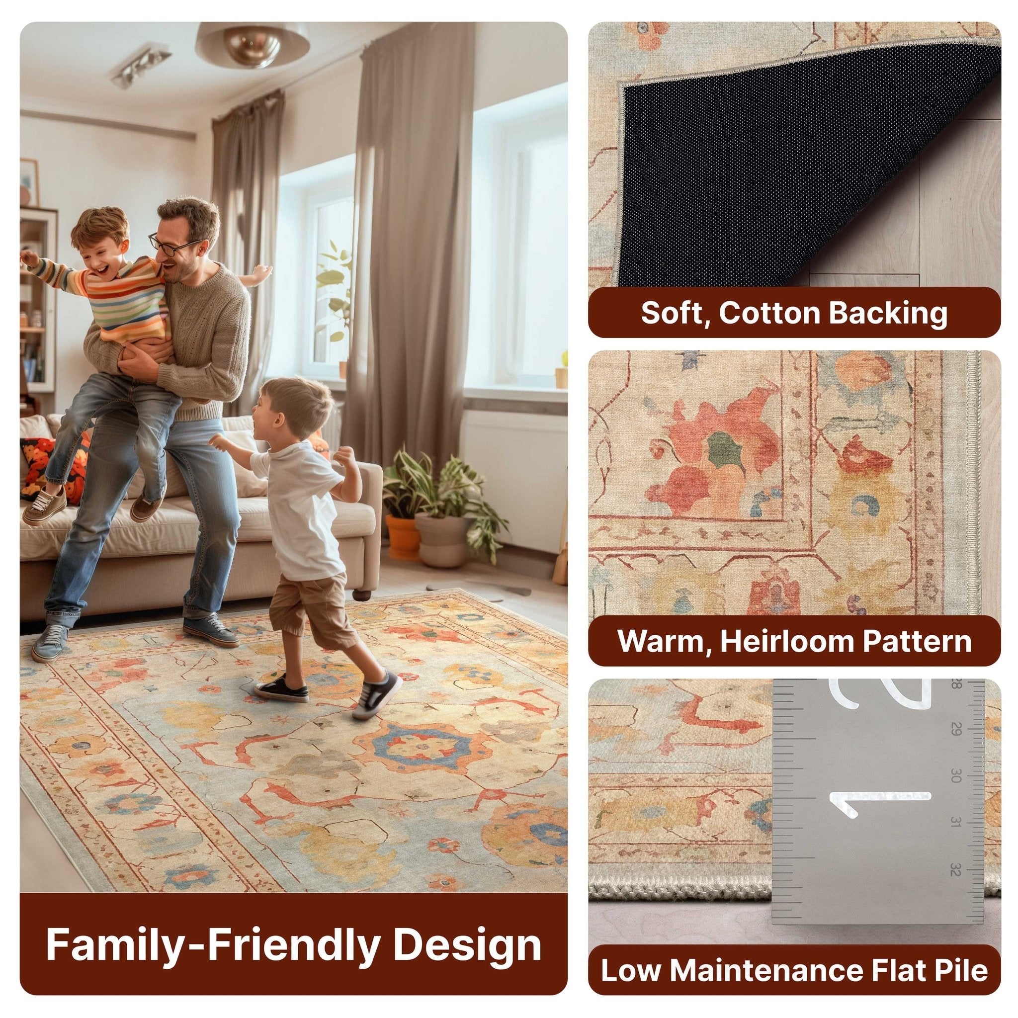 Pastel Tone On Tone - Updated Traditional Rug for Living Room Bedroom Dining Room ,Easy Clean、mySite、gigharbornorthrealestate