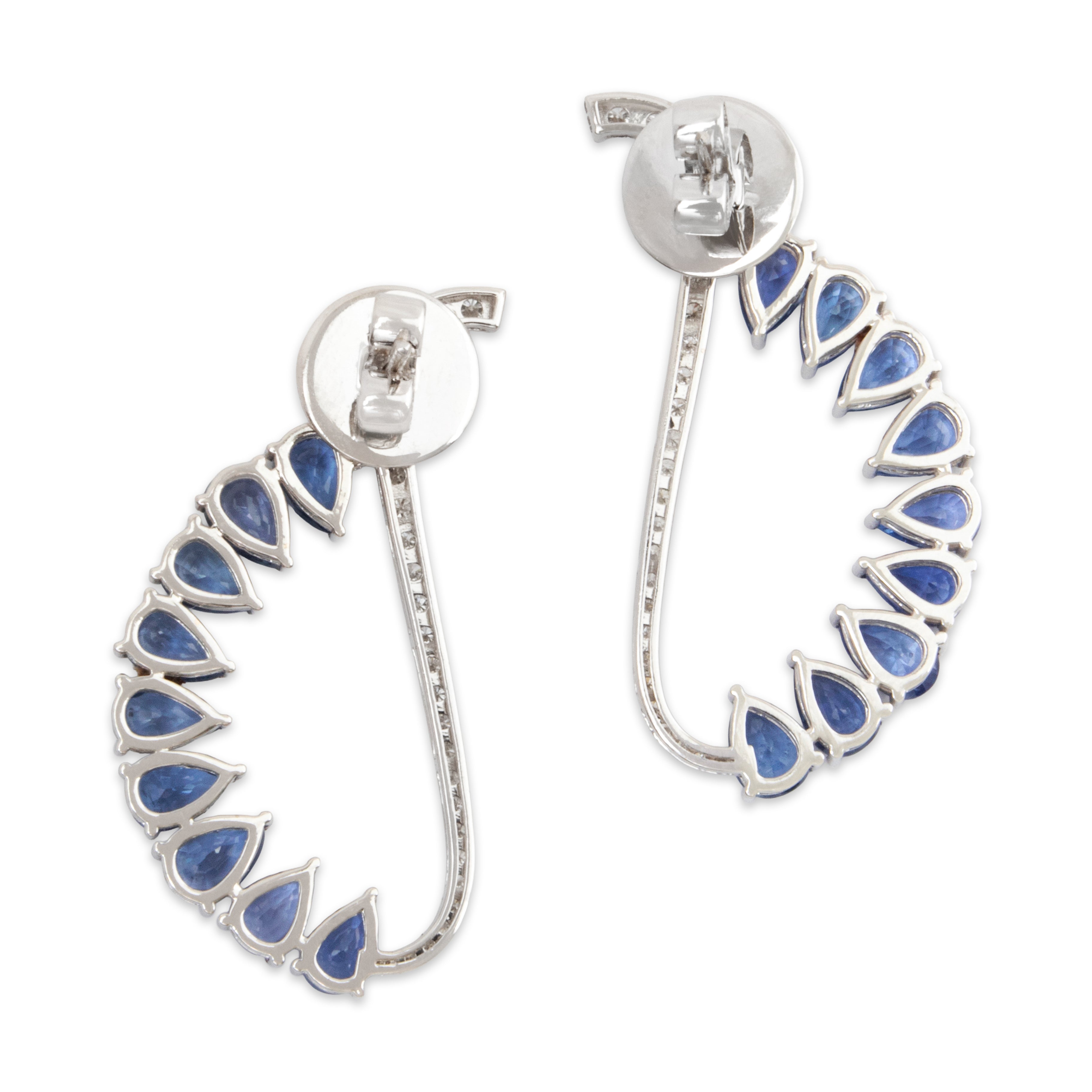Vintage Large 18k White Gold 7cttw Sapphire .696cttw Diamond Abstract Earrings、mySite、hinf8tx79