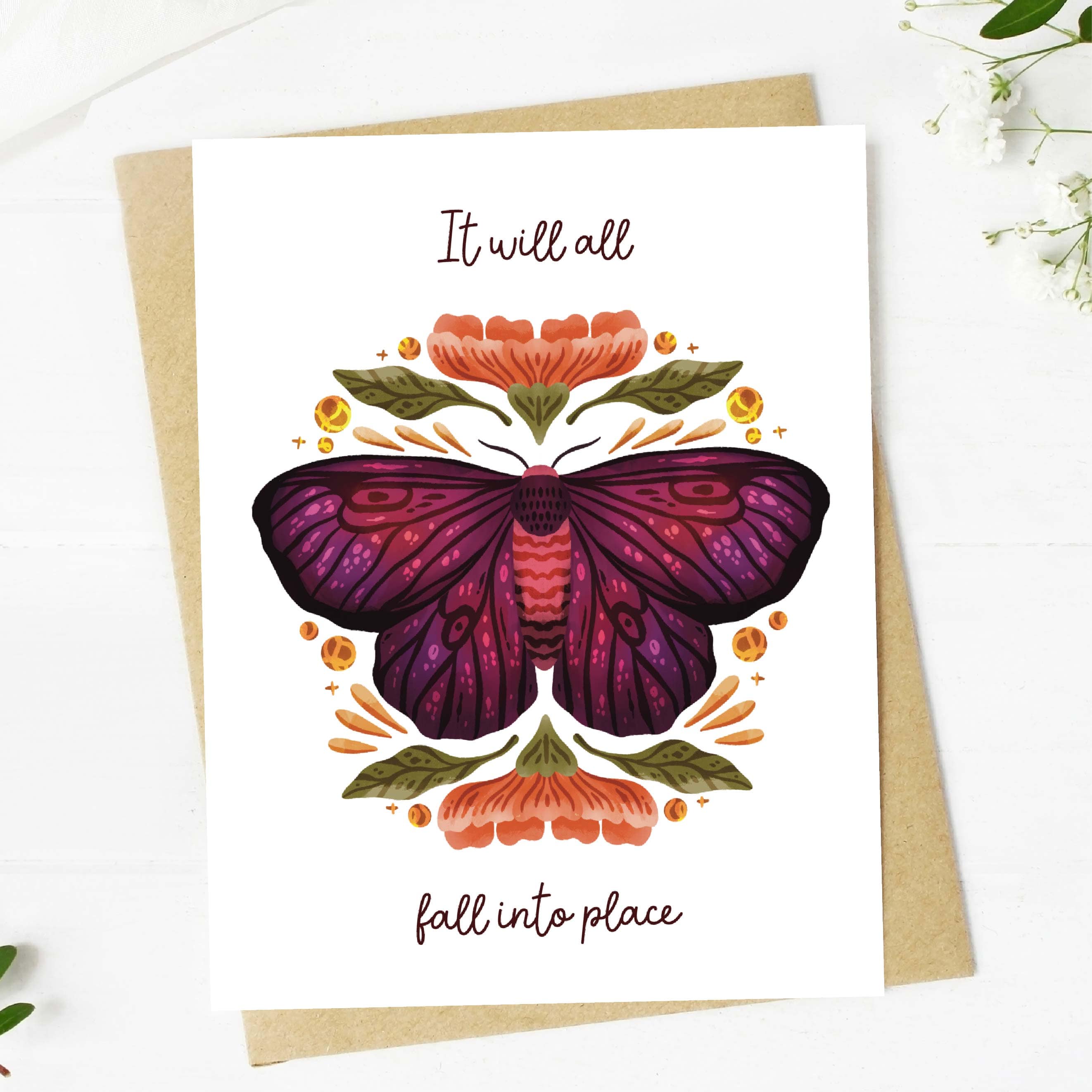  It Will All Fall Into Place Moth Card、mySite、ghnorth
