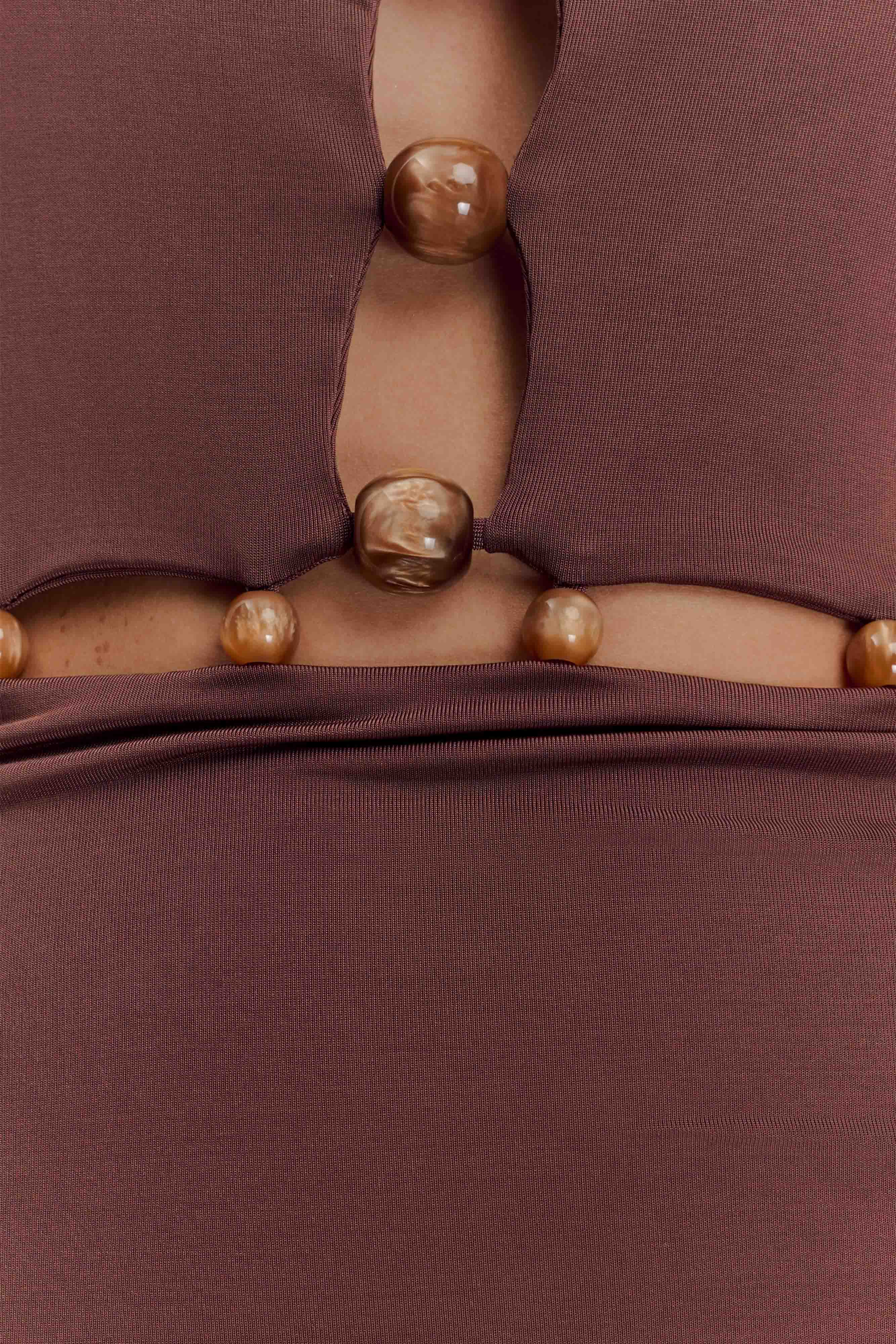 Albion Beaded Slinky Maxi Dress - Chocolate、mySite、solidvoid