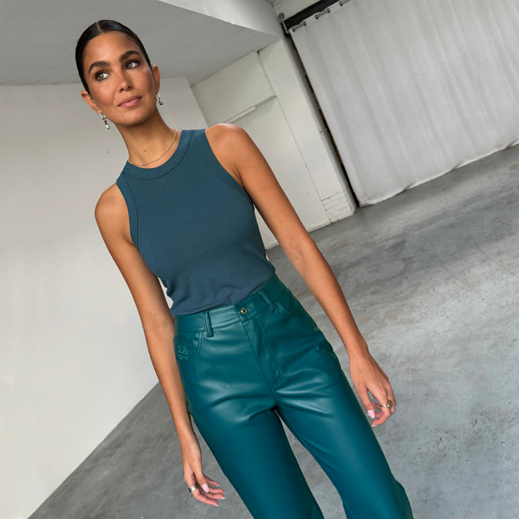 Teal Rib Tank Top、mySite、solidvoid
