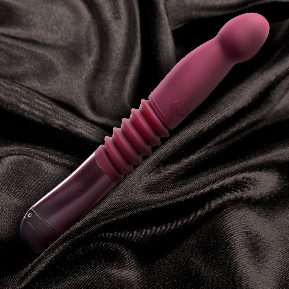 Temptasia By Blush® | Trixie Curved G-Spot Wine 10-Inch Long Thrusting Rechargeable Vibrating Dildo、mySite、bottomscart