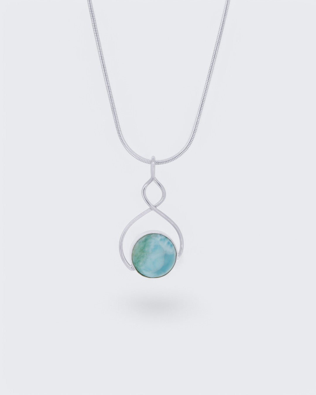 Sterling Silver Round Larimar Pendant、mySite、topwebapps