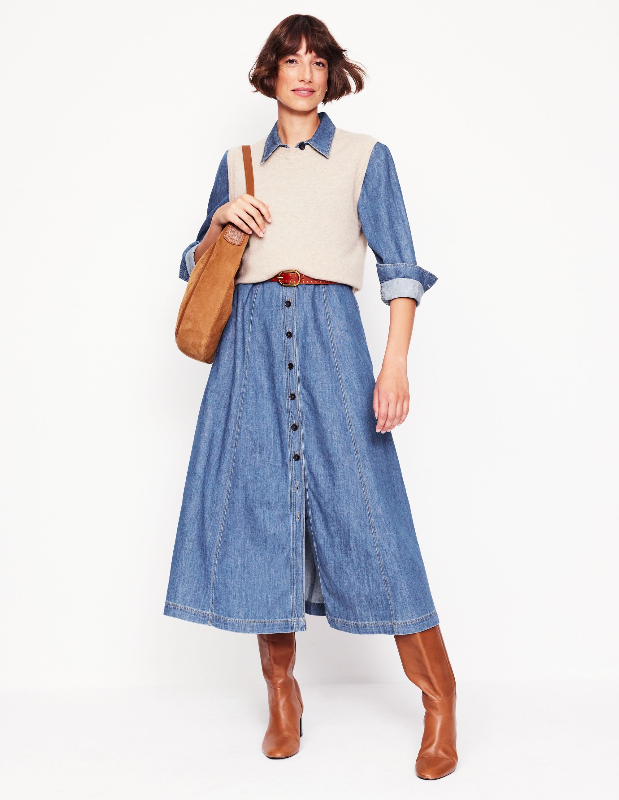  Aubrey Denim Midi Shirt Dress-Light Vintage Denim、mySite、ashleygrahame