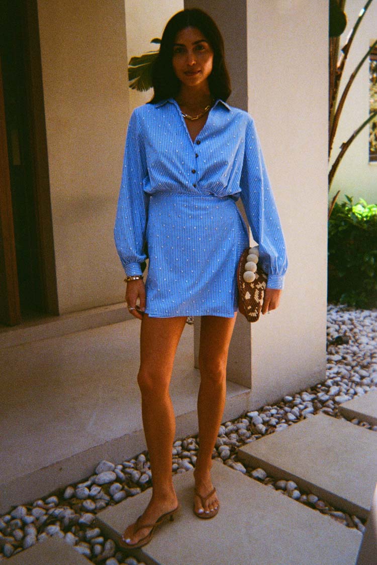 Blue Stripe Mini Miley Shirt Dress、mySite、solidvoid