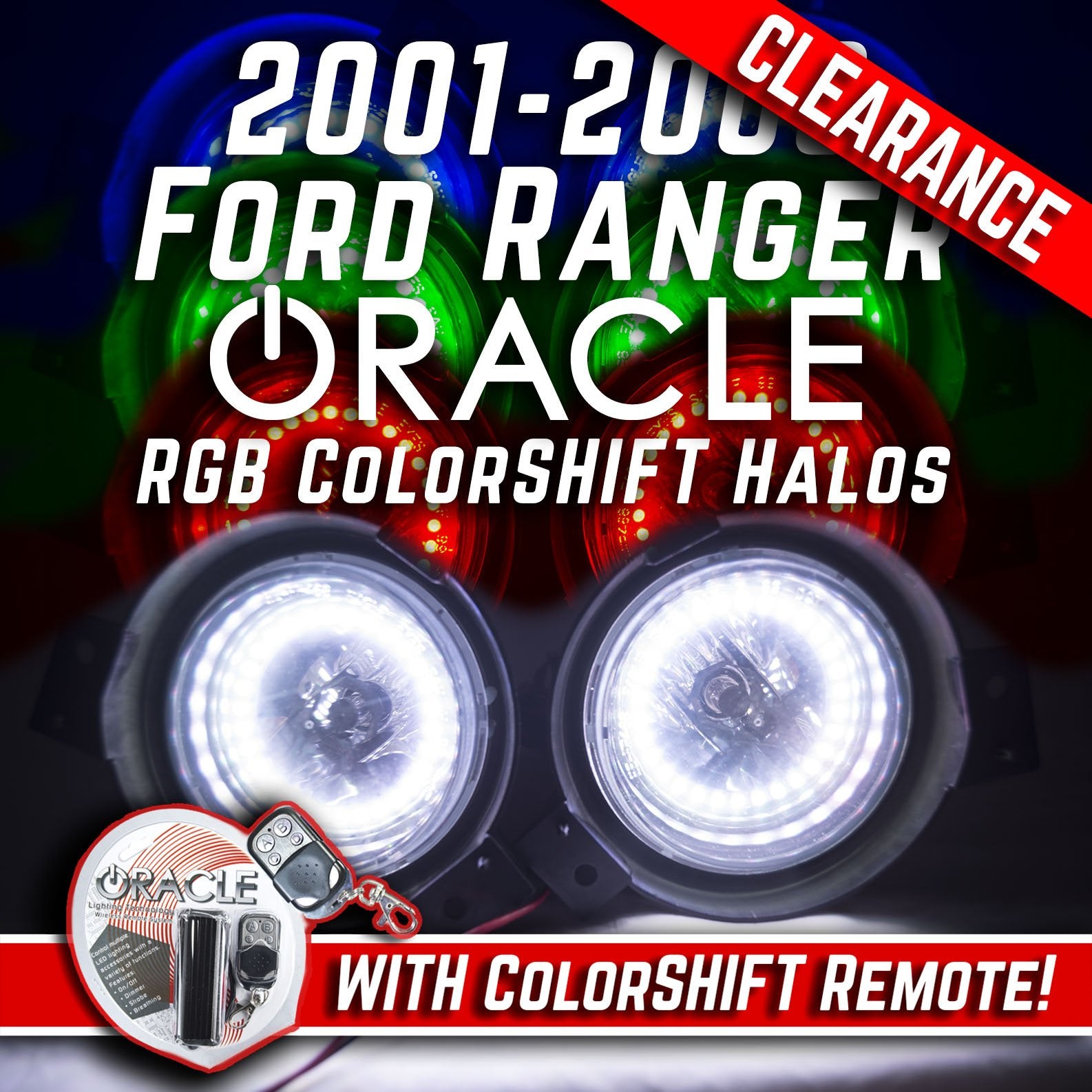 2001-03 FORD Ranger Fog Lights - ORACLE RGB ColorSHIFT Halo Kit + Remote、mySite、nflplayoffbracketp