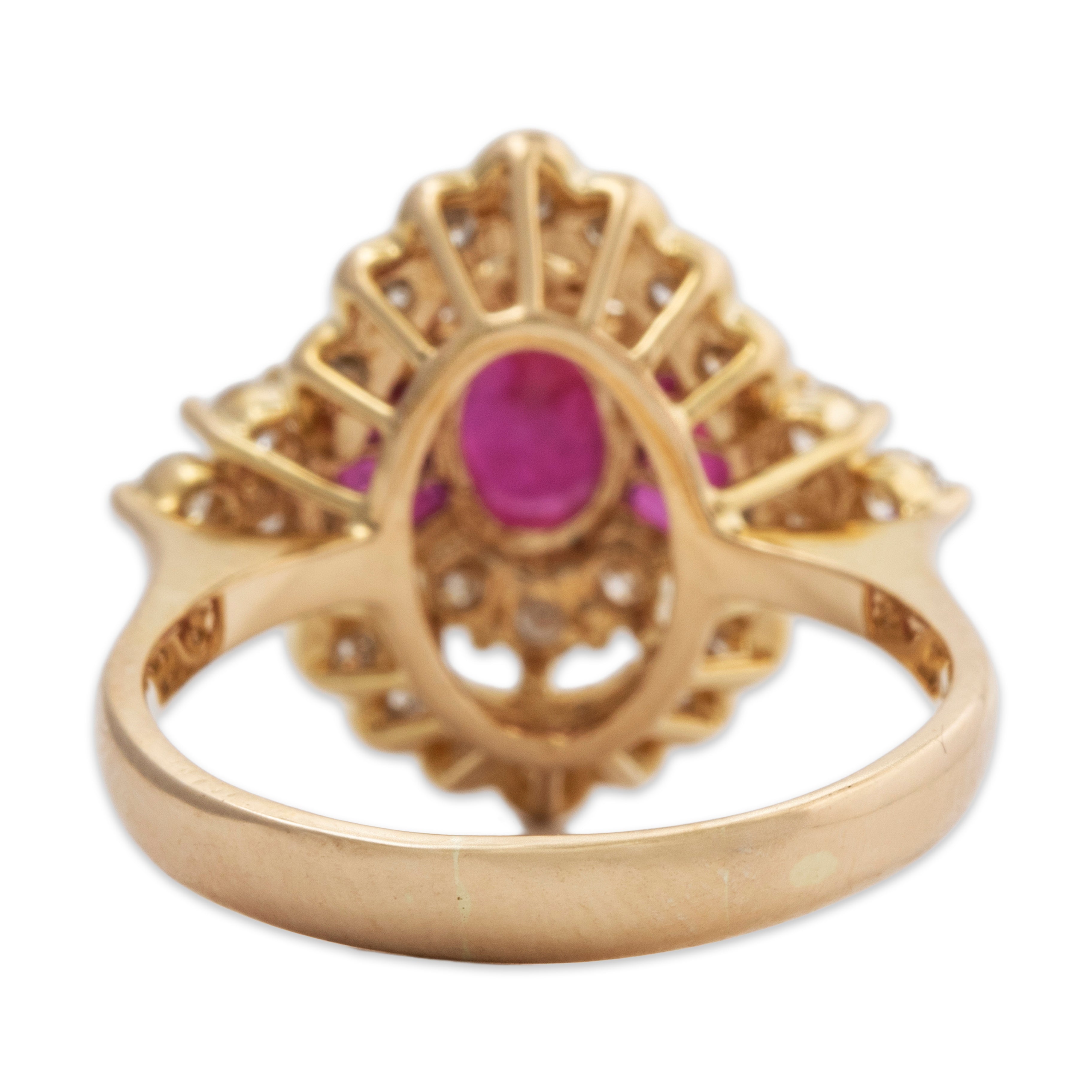 Vintage 14k Yellow Gold 1.7cttw Ruby .787cttw Diamond Ballerina Ring 8、mySite、hinf8tx79