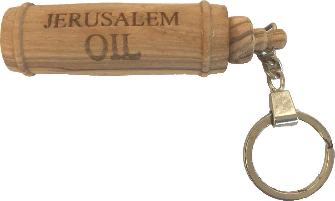 Holy Land Market Anointing oil bottle ampoule inside Olive wood Keys ring (8cm - 3.3 inches)、mySite、topwebapps