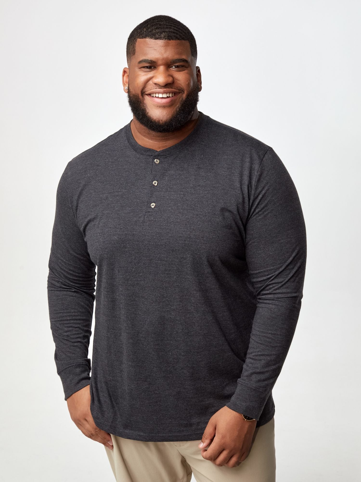  Charcoal Long Sleeve Henley、mySite、ghnorth