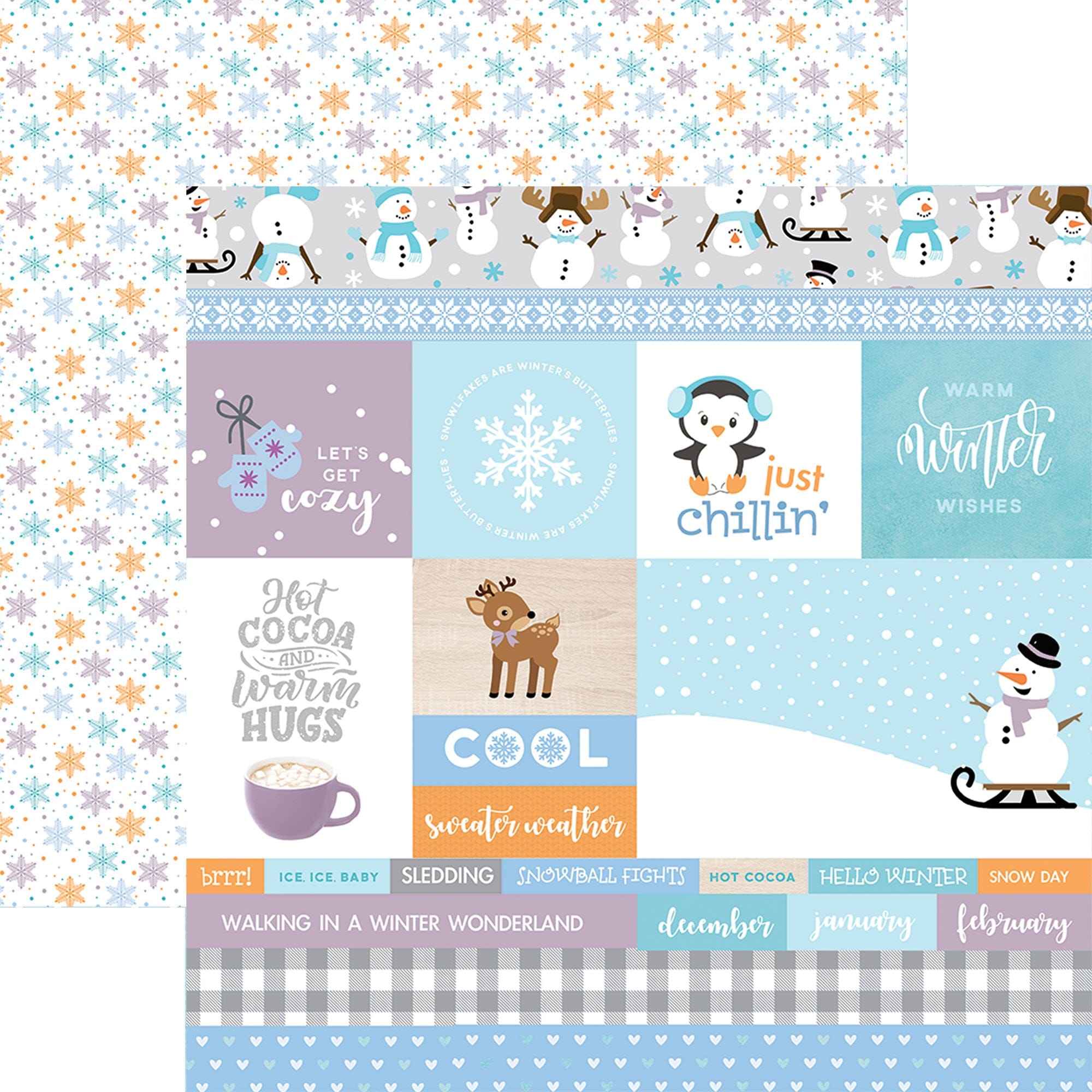  SNOW MUCH FUN PATTERN 12 X12 SCRAPBOOK PAPER SET、mySite、ghnorth
