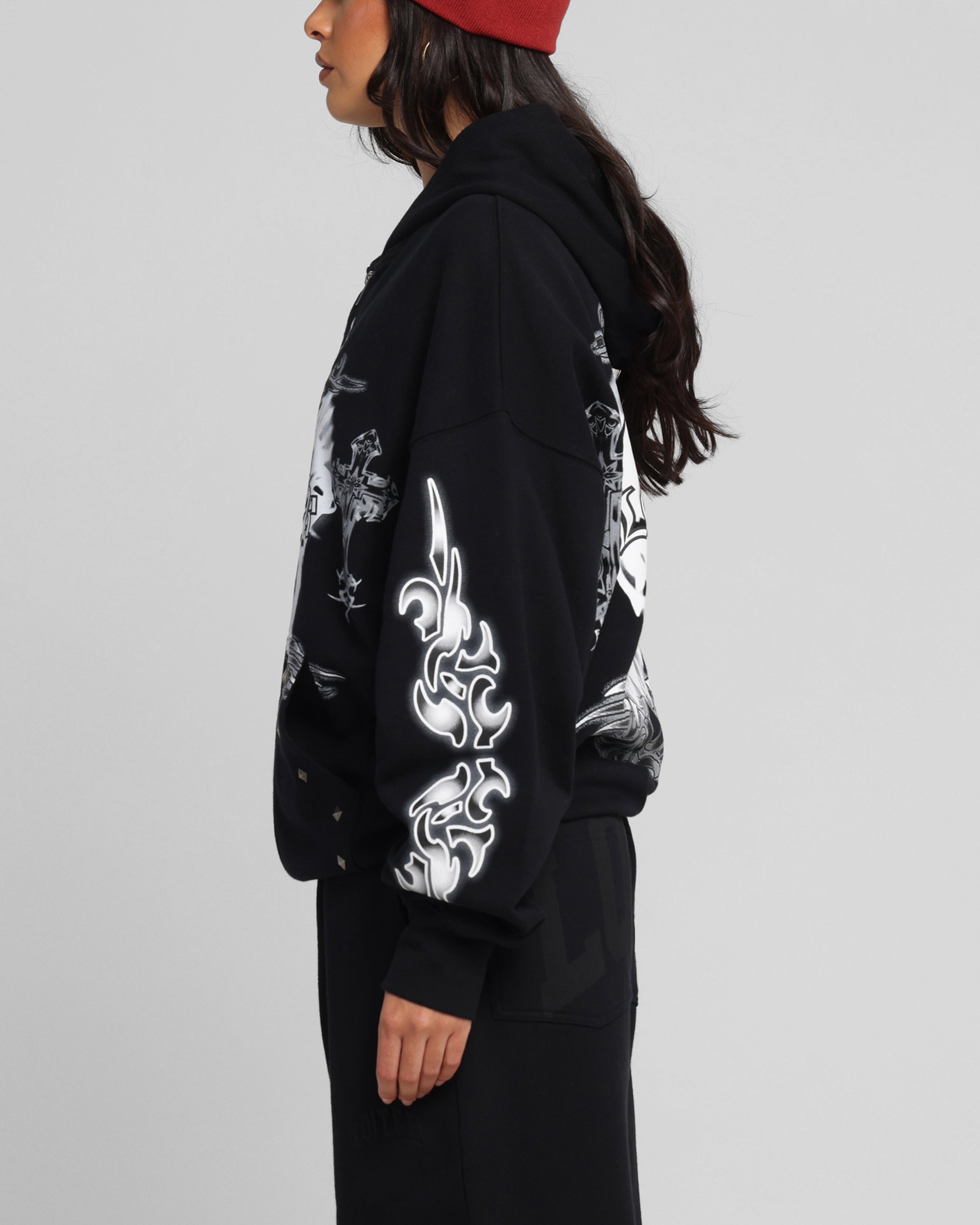 Loiter Hearts Zip Hoodie Black、mySite、zt4zffjzw