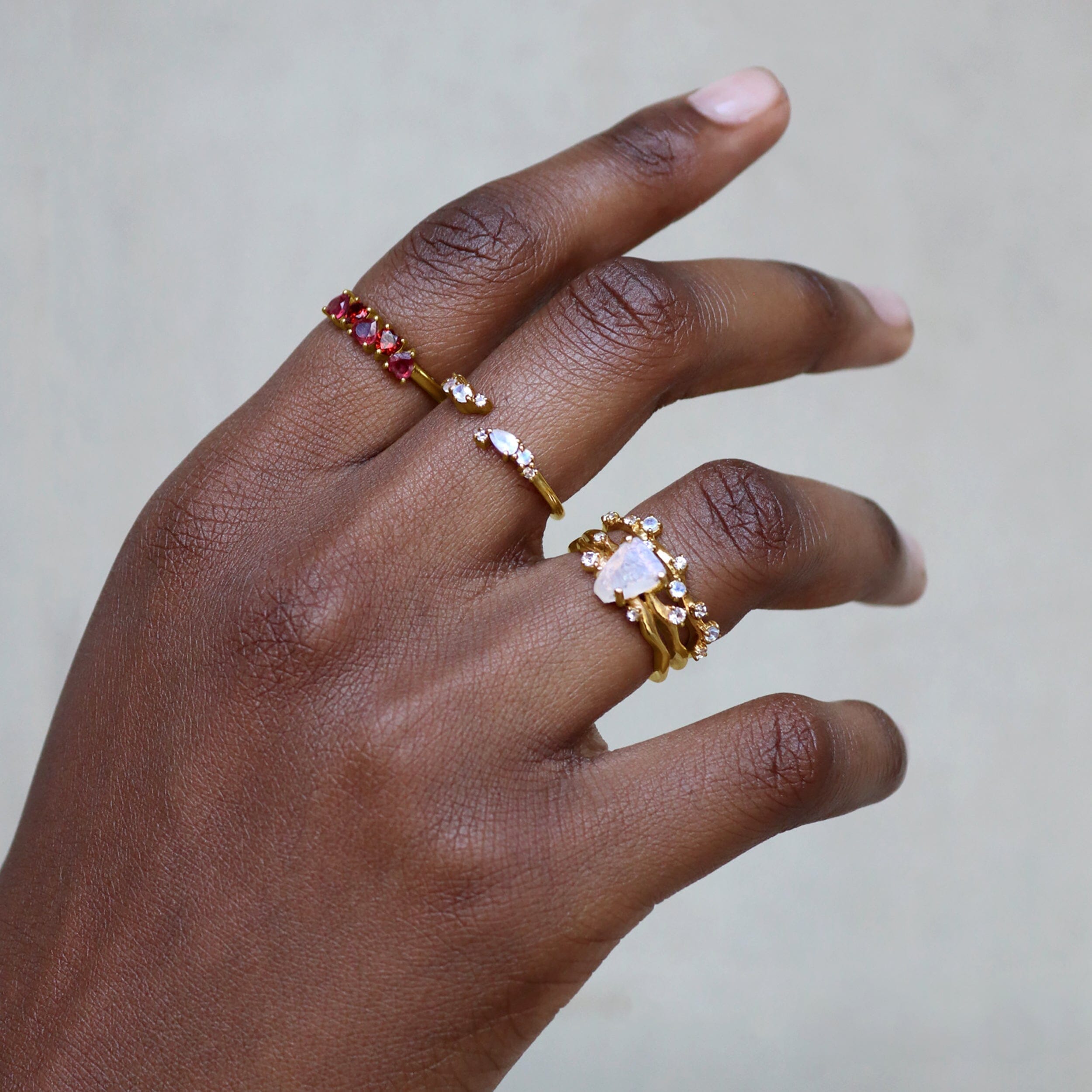 Adjustable Moonstone Ring Flourish - June Birthstone + Free Gift Bag、mySite、hinf8tx79