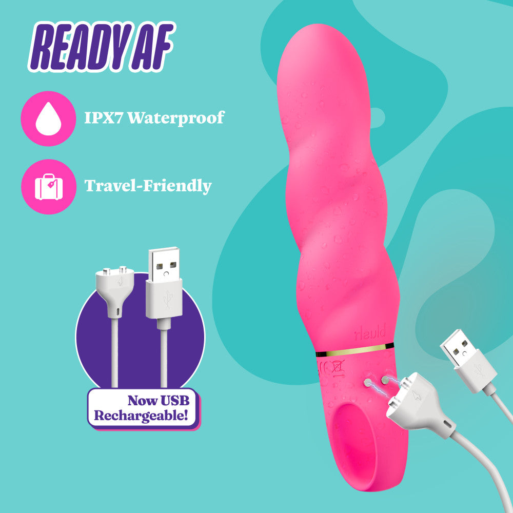 Aria by Blush® | Amazing AF 6 Inch Spiral Silicone Vibrator – Rechargeable Clitoral & G-Spot Stimulator – In Pink、mySite、bottomscart