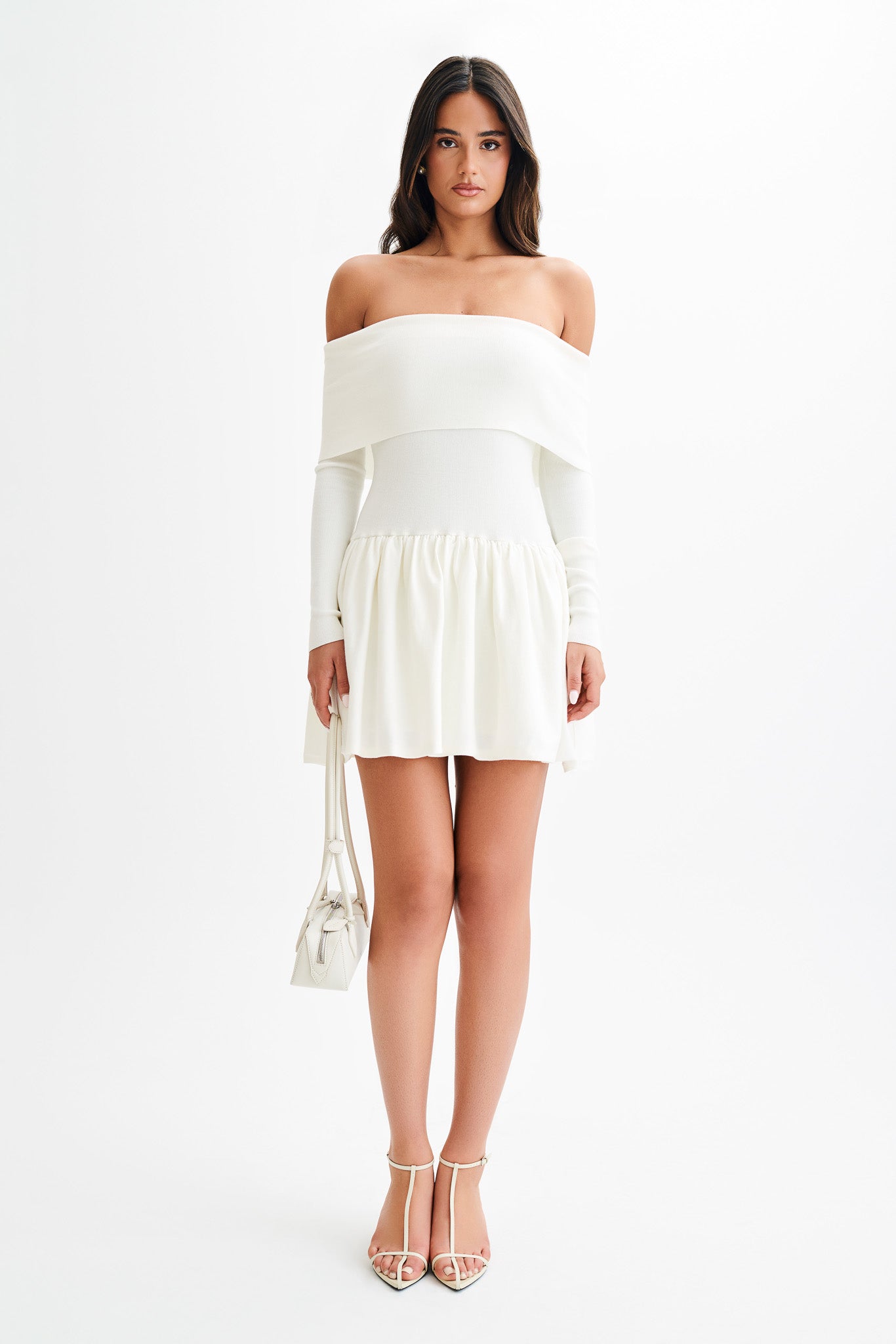 Atlanta Long Sleeve Mini Dress - Ivory、mySite、solidvoid