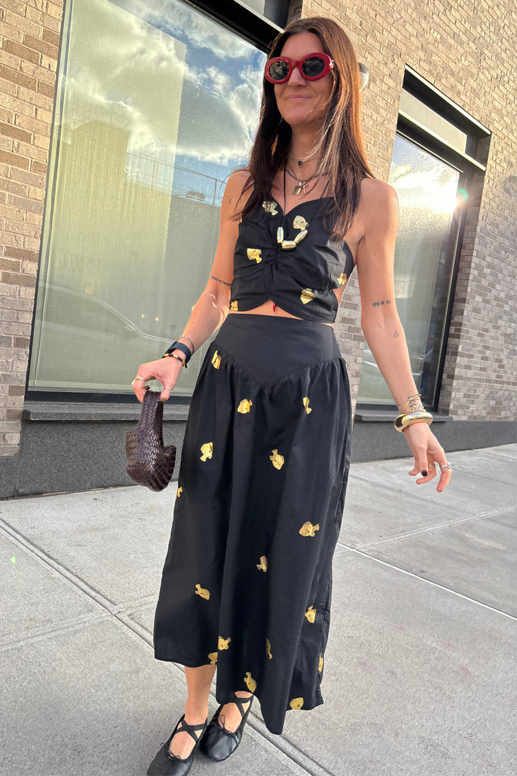 Black Marra Skirt With Gold Fish Fleck、mySite、solidvoid