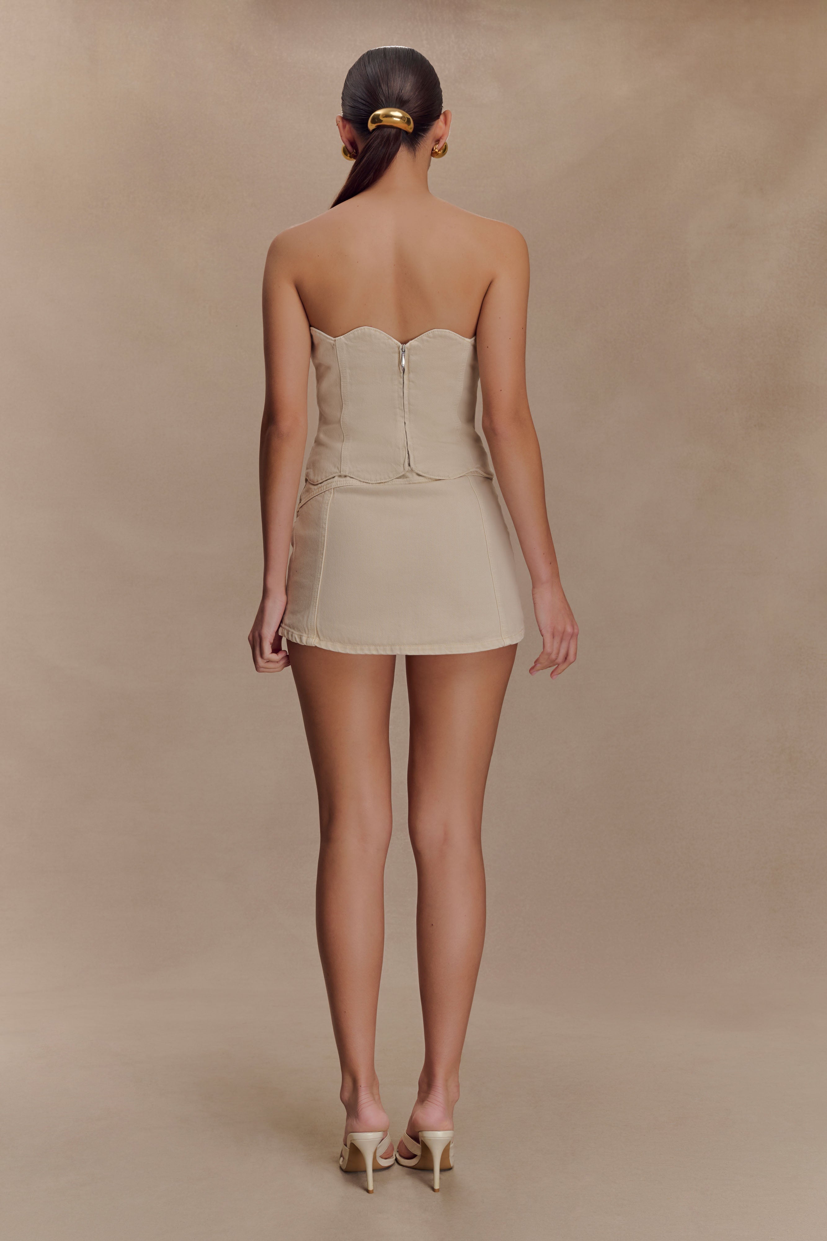 Fallon Denim Micro Mini Skort - Stone Wash、mySite、solidvoid