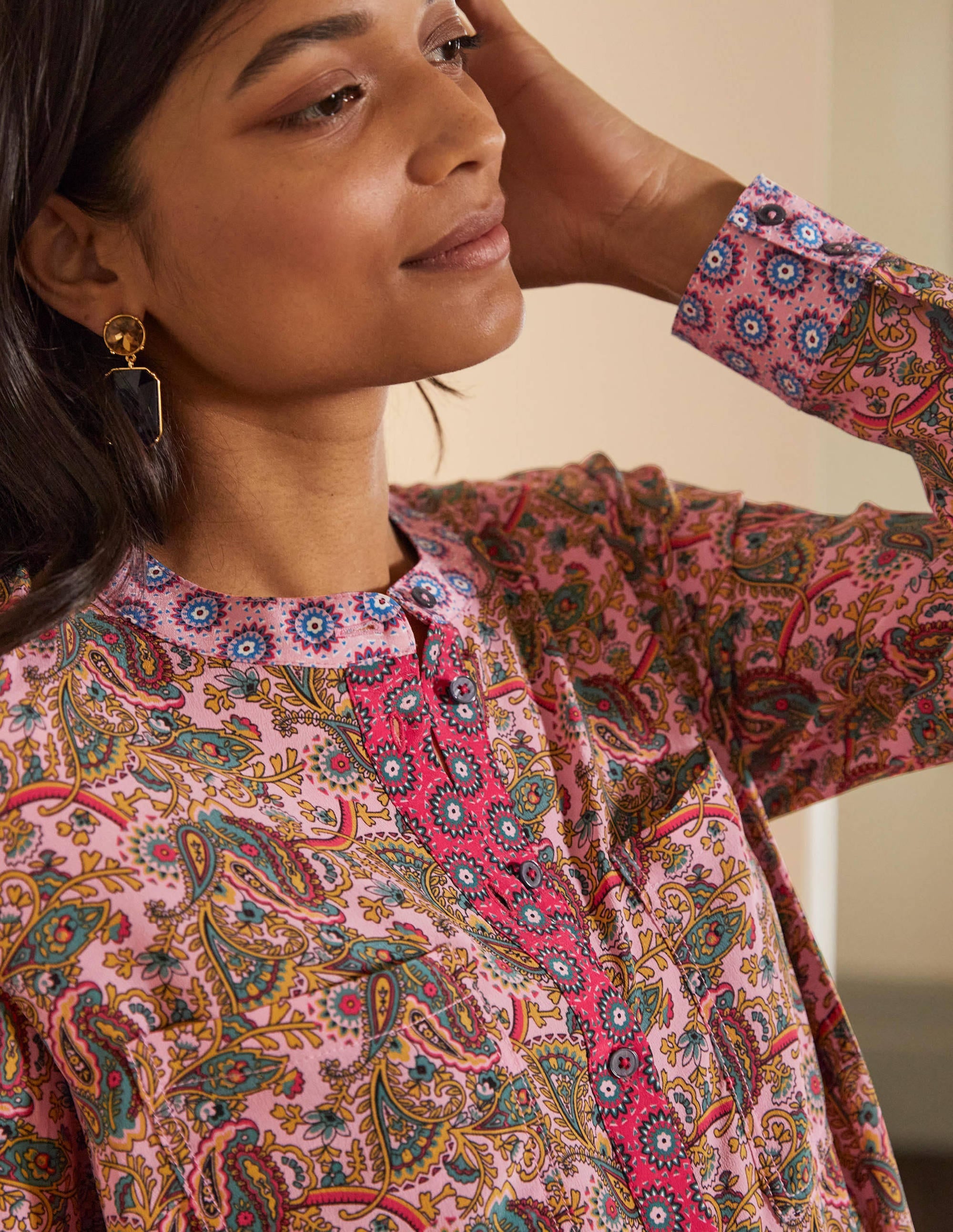  Silk Collarless Blouse-Formica Pink、mySite、ashleygrahame