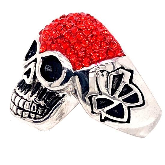 Skull With Tiny Red Accent CZ Stones Stainless Steel Ring / SCR3105、mySite、dreamappss