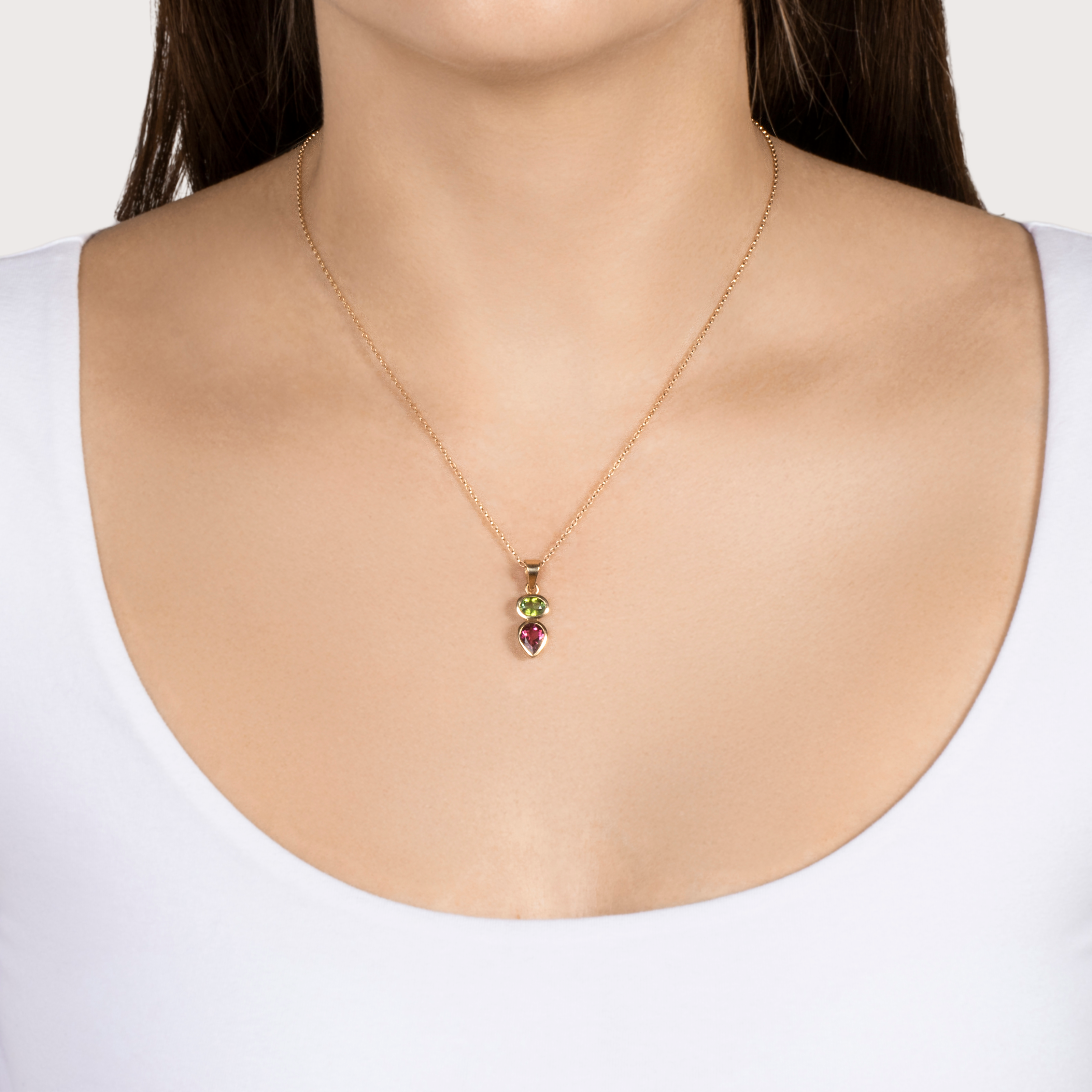 Vintage 14k Yellow Gold 2.45cttw Pink & Green Tourmaline Dangle Pendant、mySite、hinf8tx79