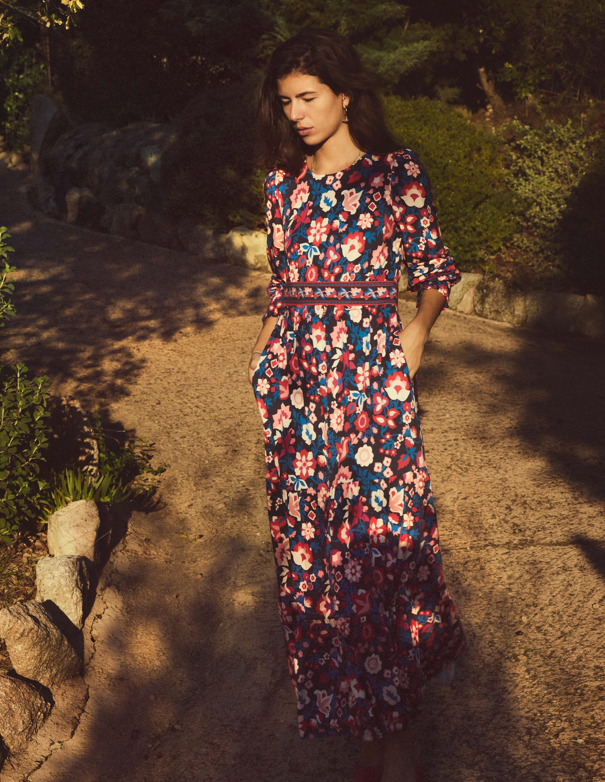  Tabitha Tiered Jersey Dress-College Navy, Garden Vine、mySite、ashleygrahame