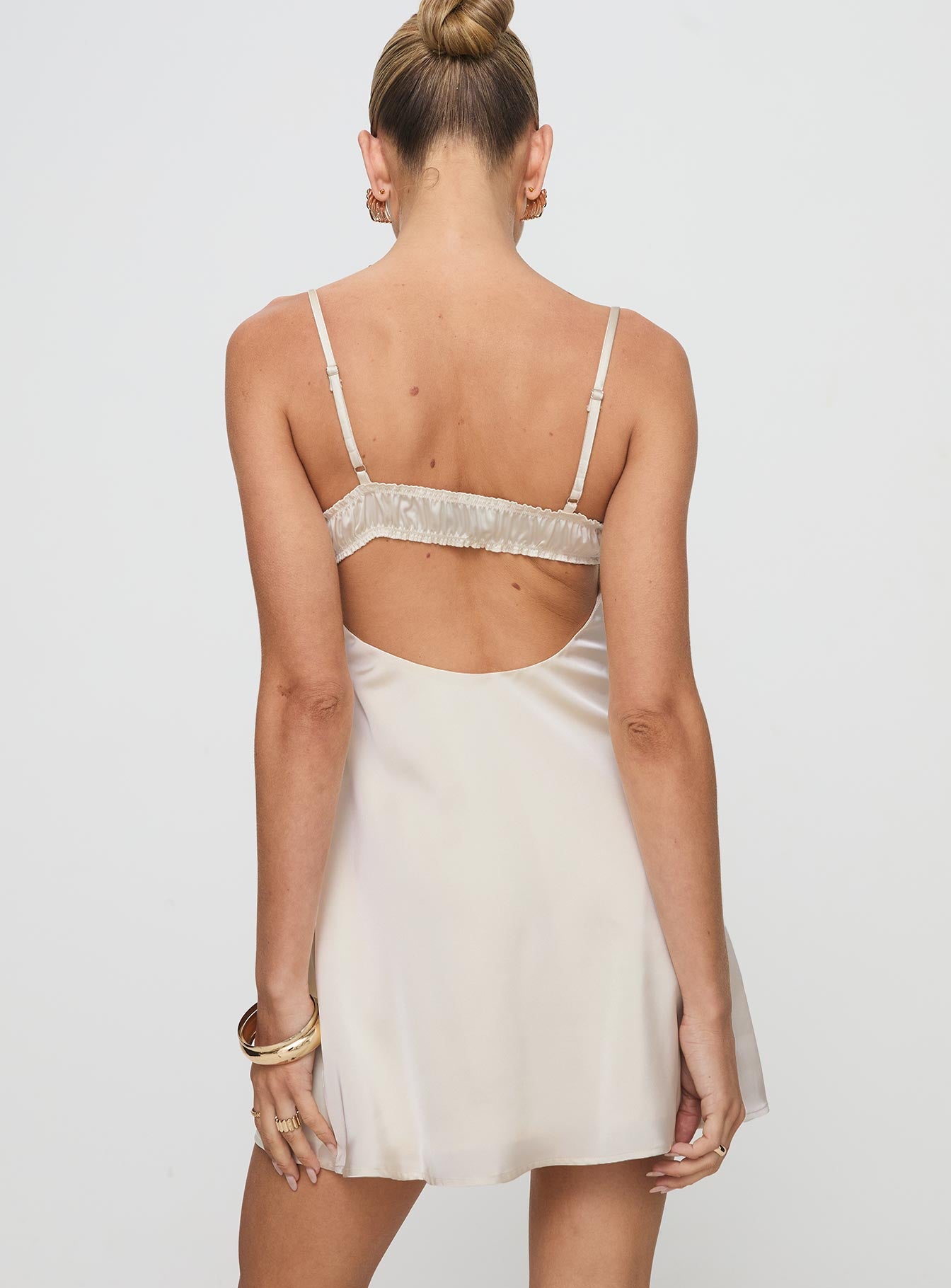 Decipher Satin Mini Dress Ivory、mySite、solidvoid