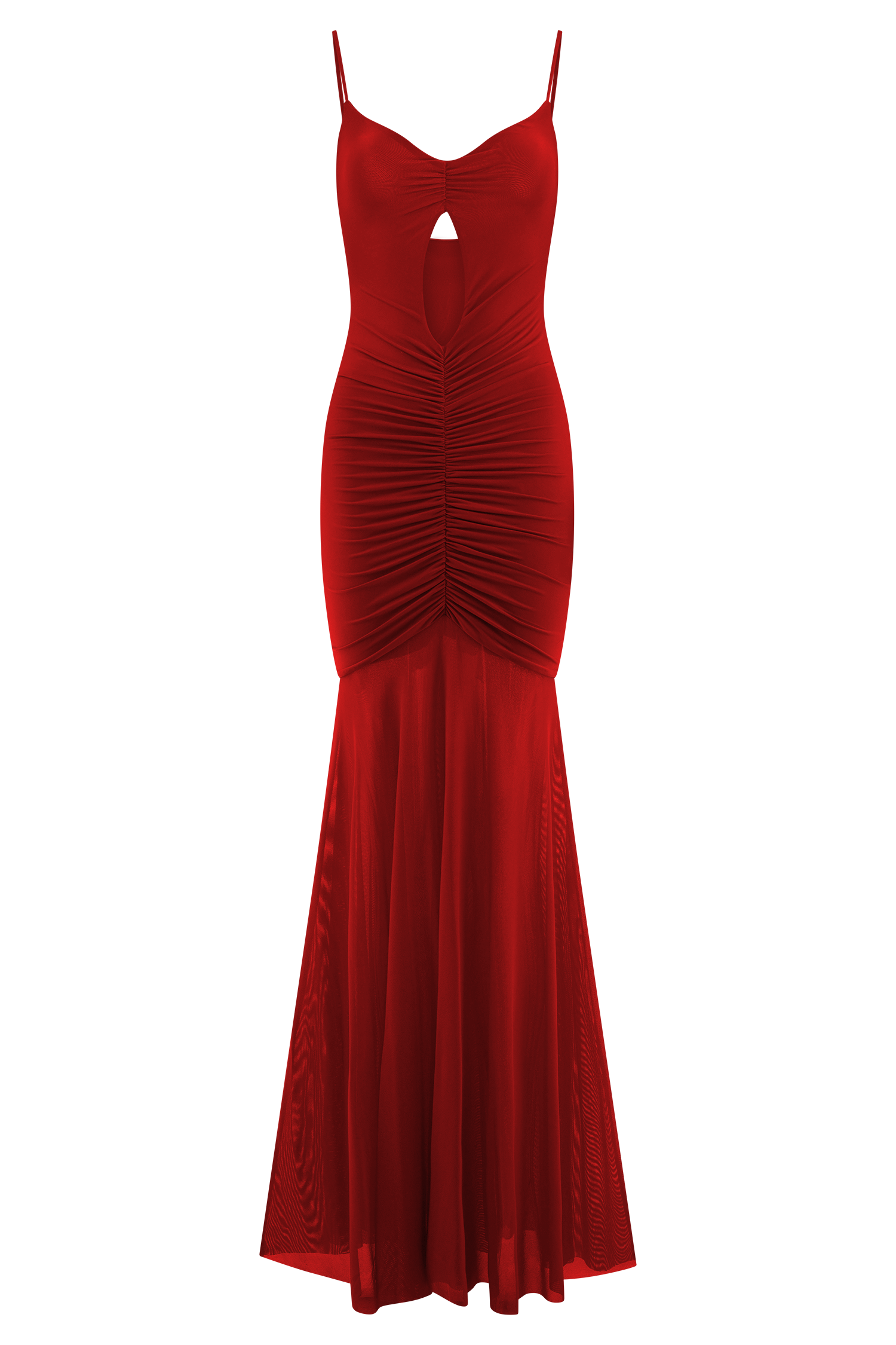 Delaney Slinky And Mesh Maxi Dress - Red、mySite、solidvoid