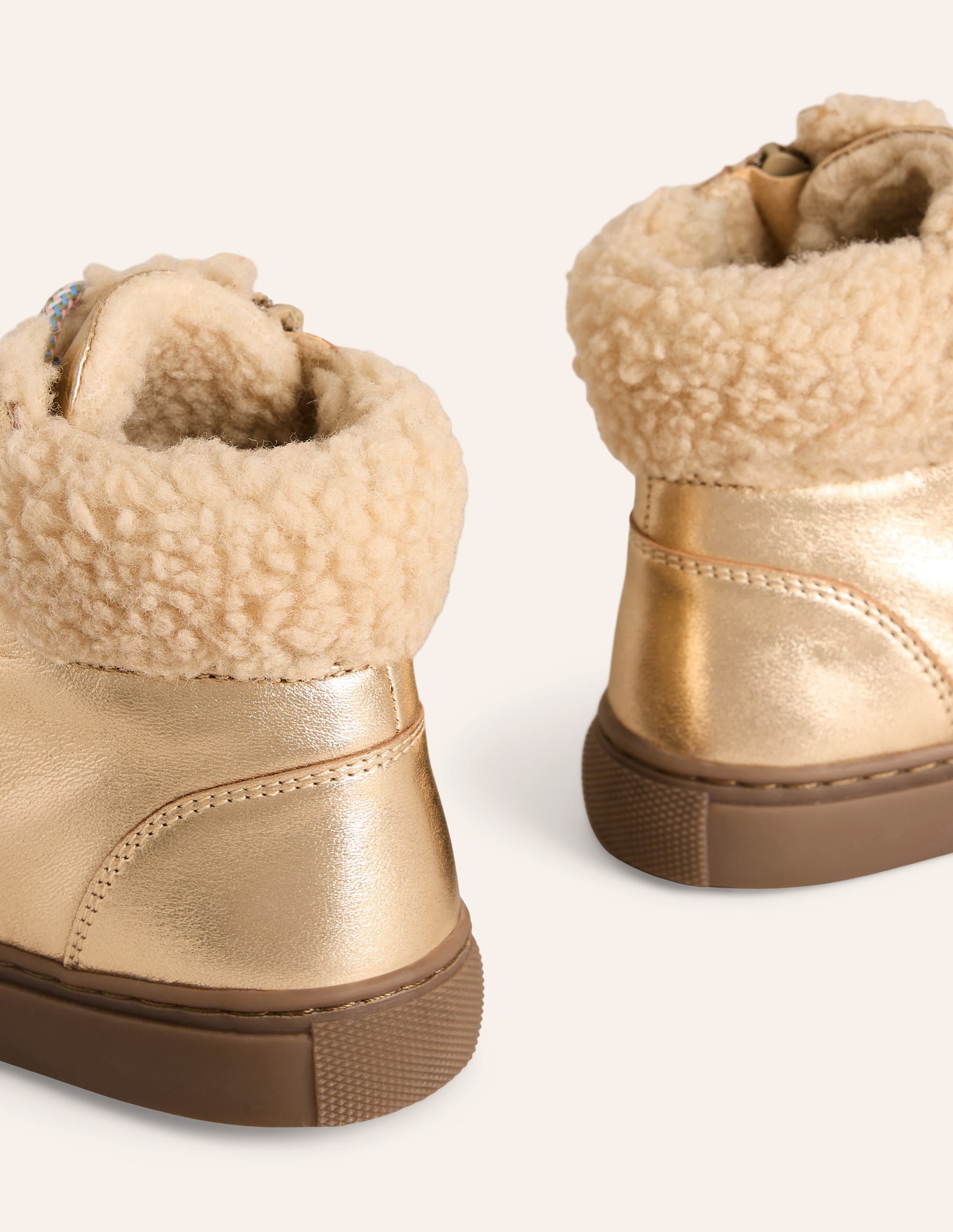  Cosy Leather Lace Up Boots-Pale Gold、mySite、ashleygrahame