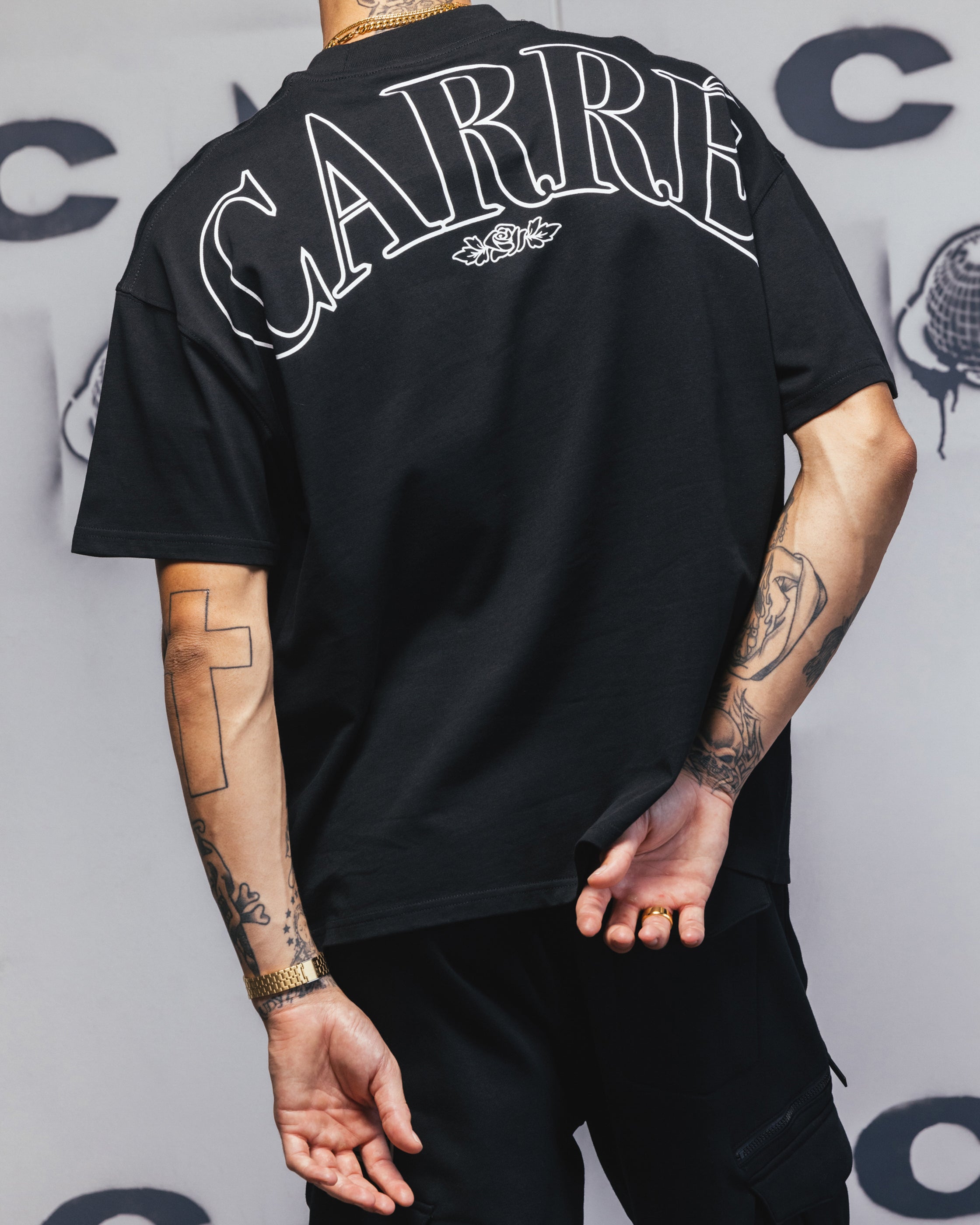 Carre Bloom T-Shirt Black、mySite、zt4zffjzw