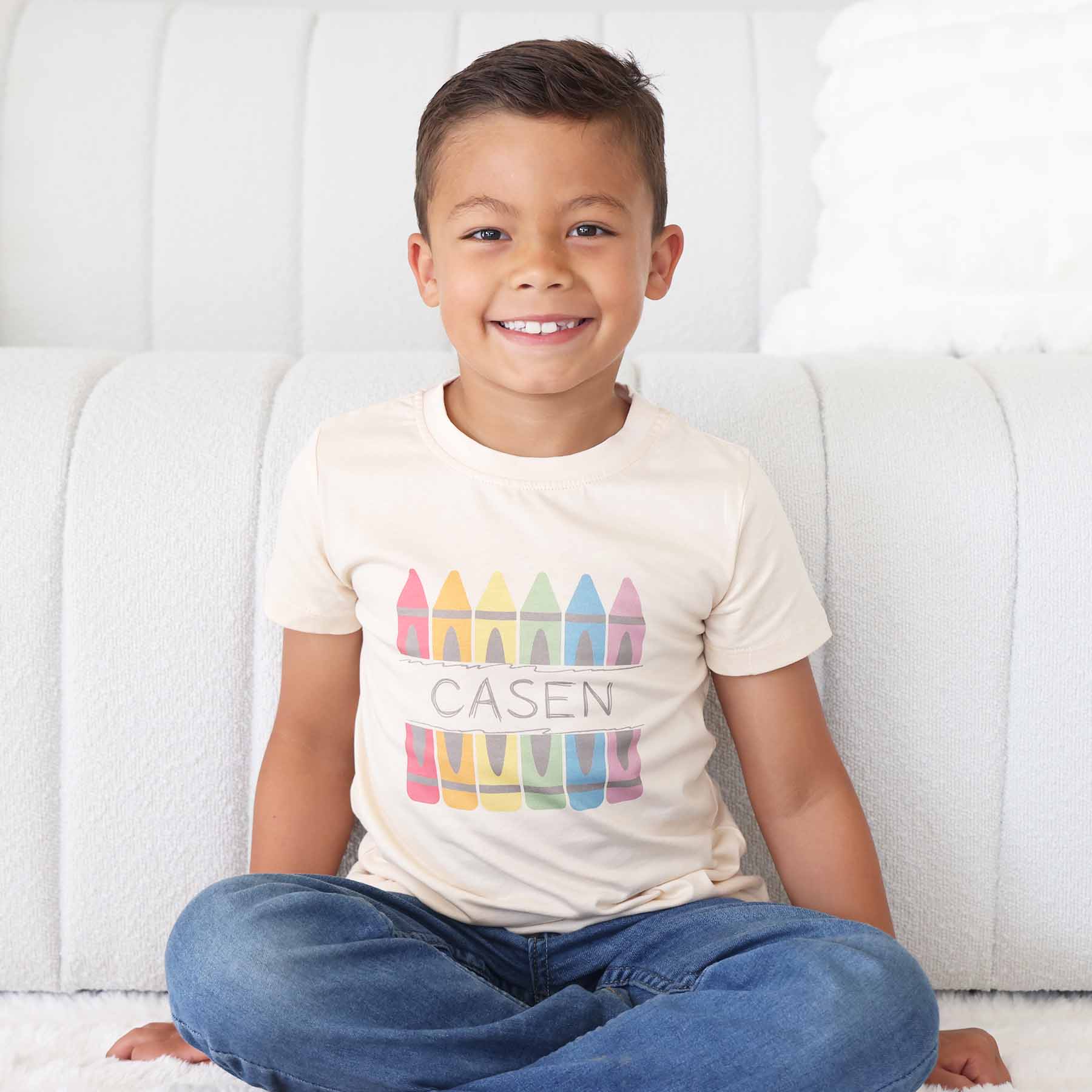  Personalized Crayons Kids Graphic Tee | Natural、mySite、layawaytickets