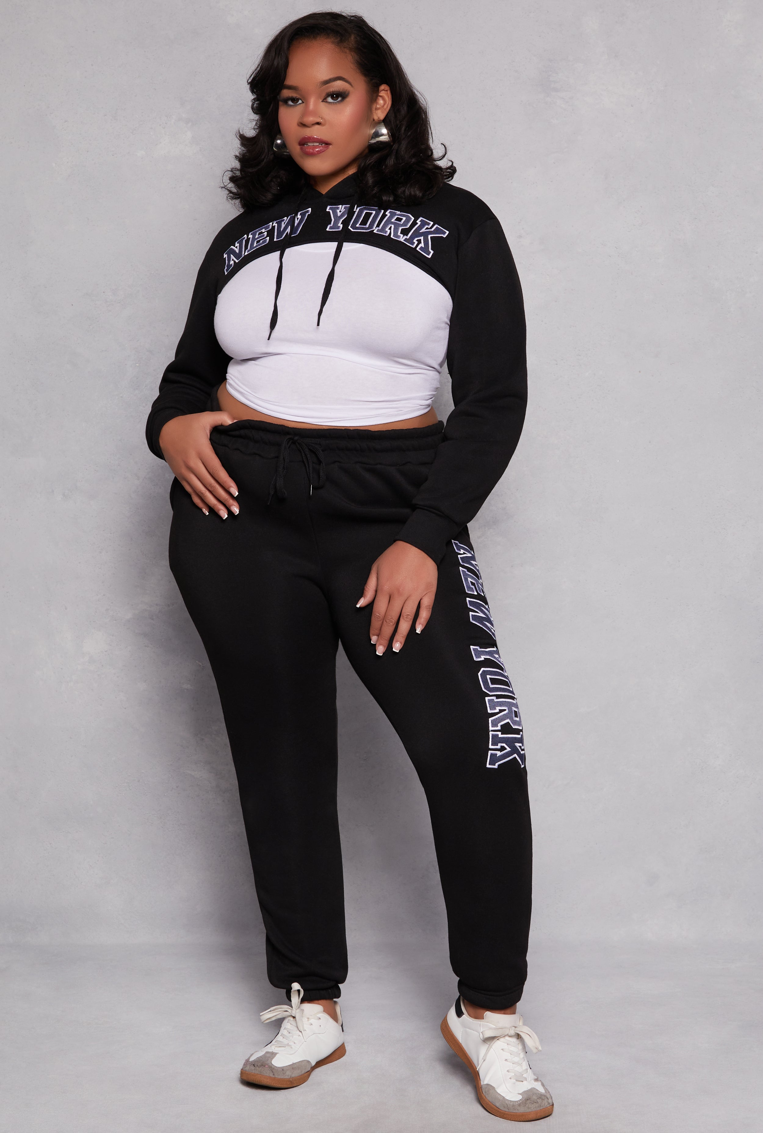 Plus Size New York Embroidered Sweatpants、mySite、camillekostekn