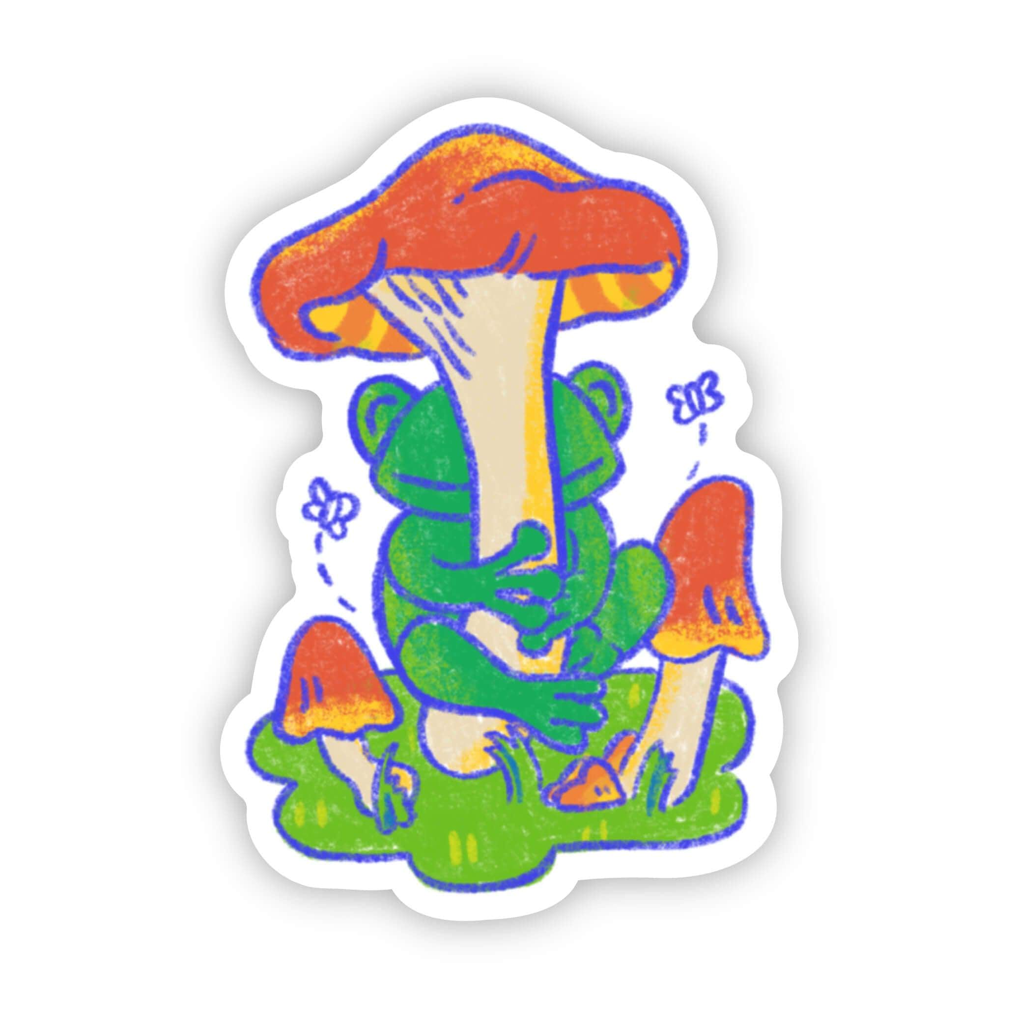  Frog Hugging Mushroom Sticker、mySite、elrpsem3k