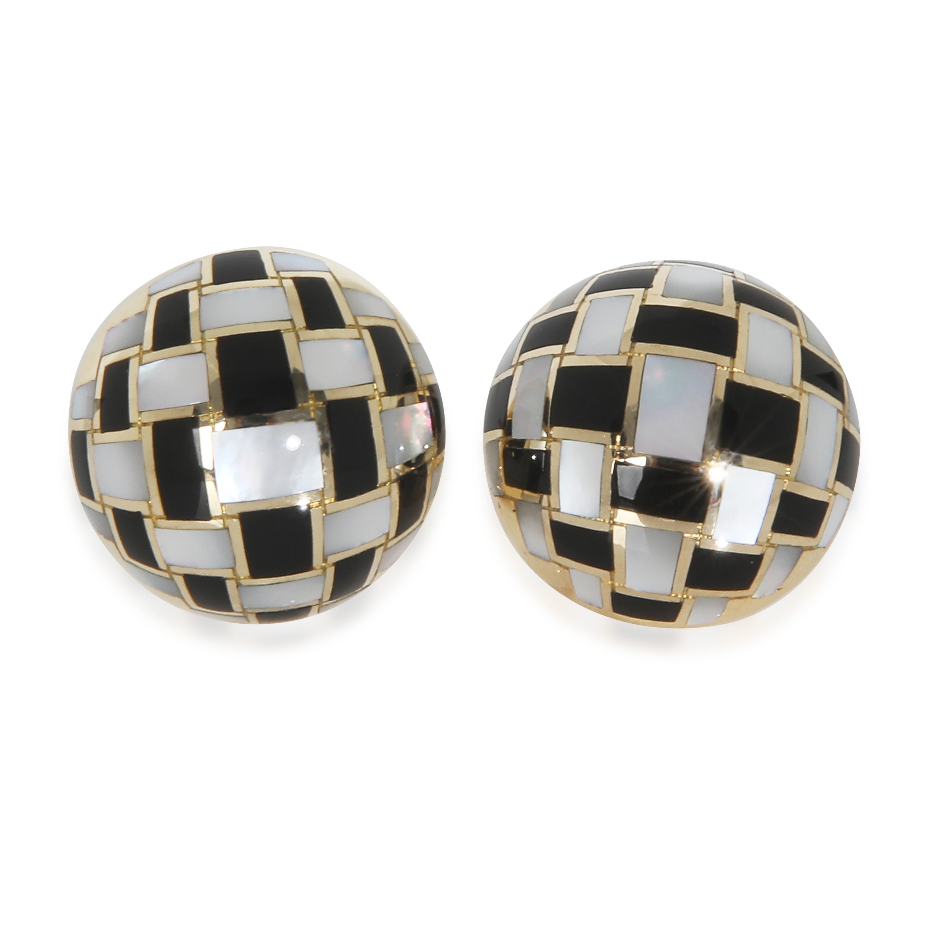 Yellow Gold Mother Of Pearl and Onyx Mosiac Earrings、mySite、garagedoors4me