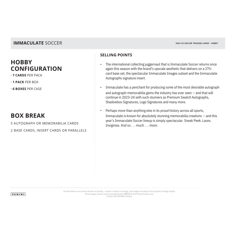 2024 Panini Immaculate Soccer Hobby 6 Box Case、mySite、waistdrama